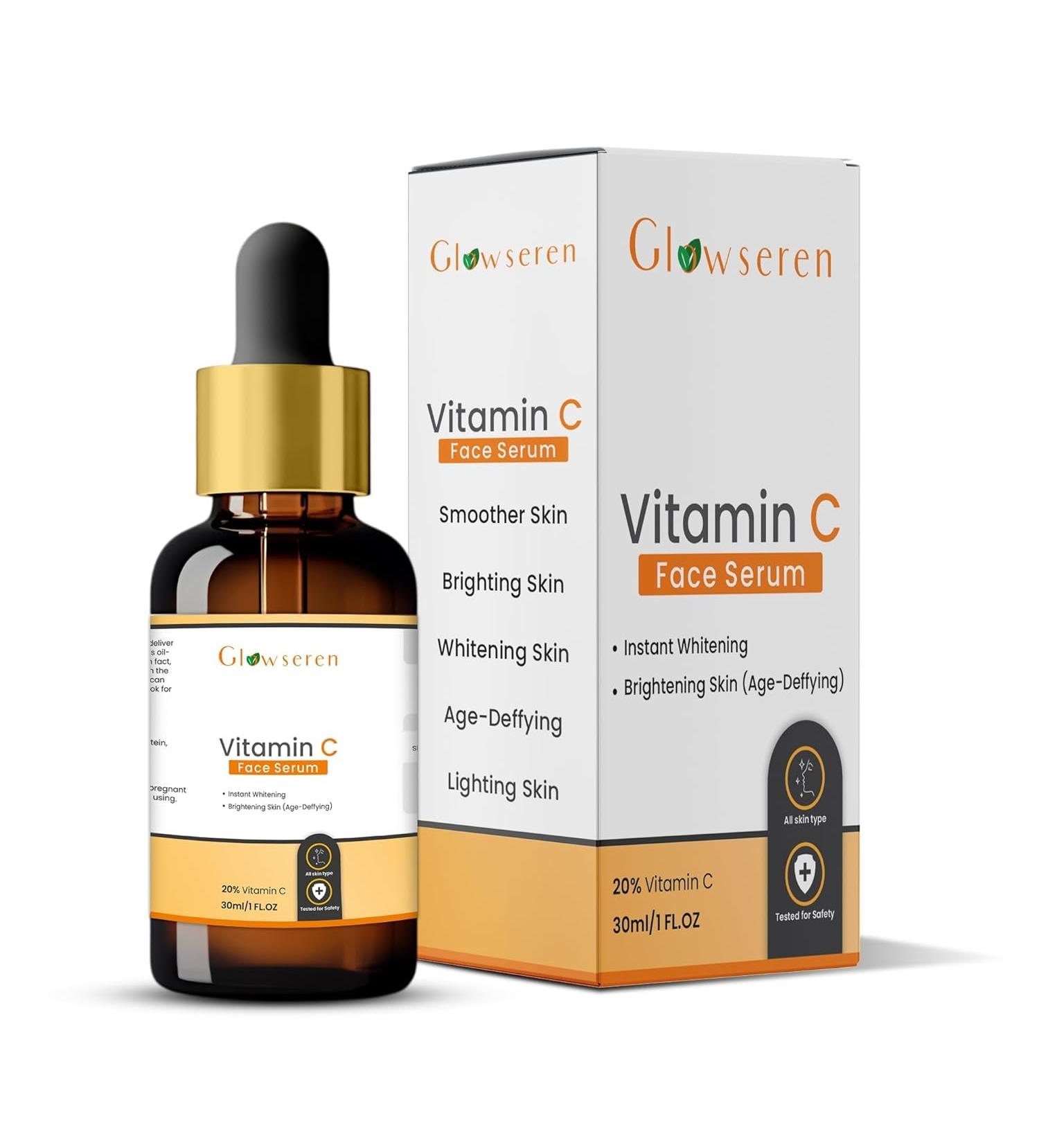 20% Vitamin C Face Serum For skin brightening | Boost to Increase Skin Glow Instantly & Reduces Dark Spots | Boost Collagen & Elastin for Anti-Aging Skin Repair | Suitable for All Skin 30ML - Buy Online on GoSupps.com