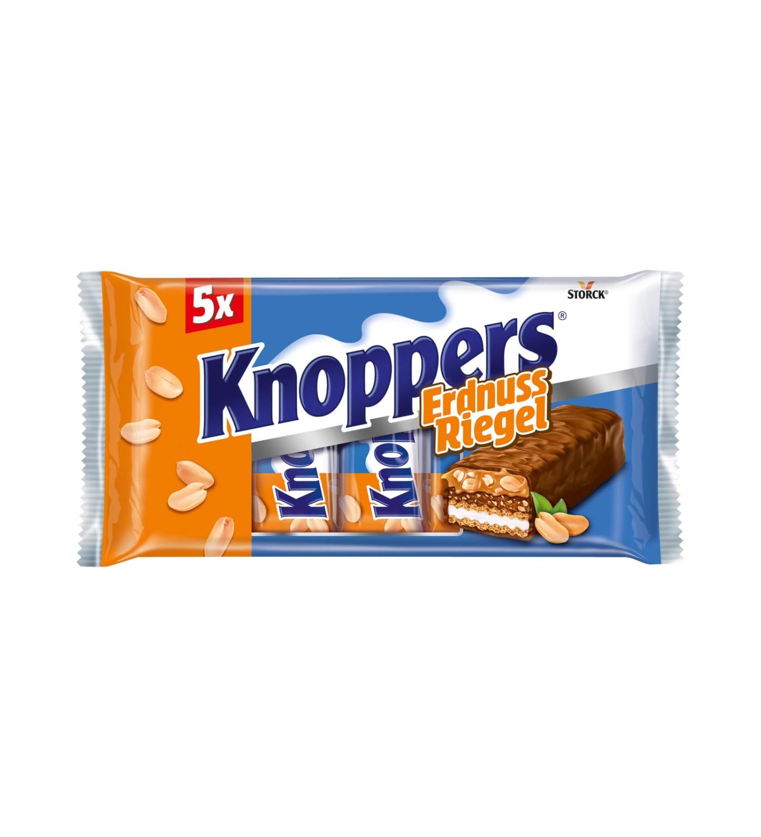Knoppers Peanut Bar - 200g Waffle with Milk & Peanut Cream Chopped Peanuts & Caramel - 5 Delicious Bars - Buy Online on GoSupps.com