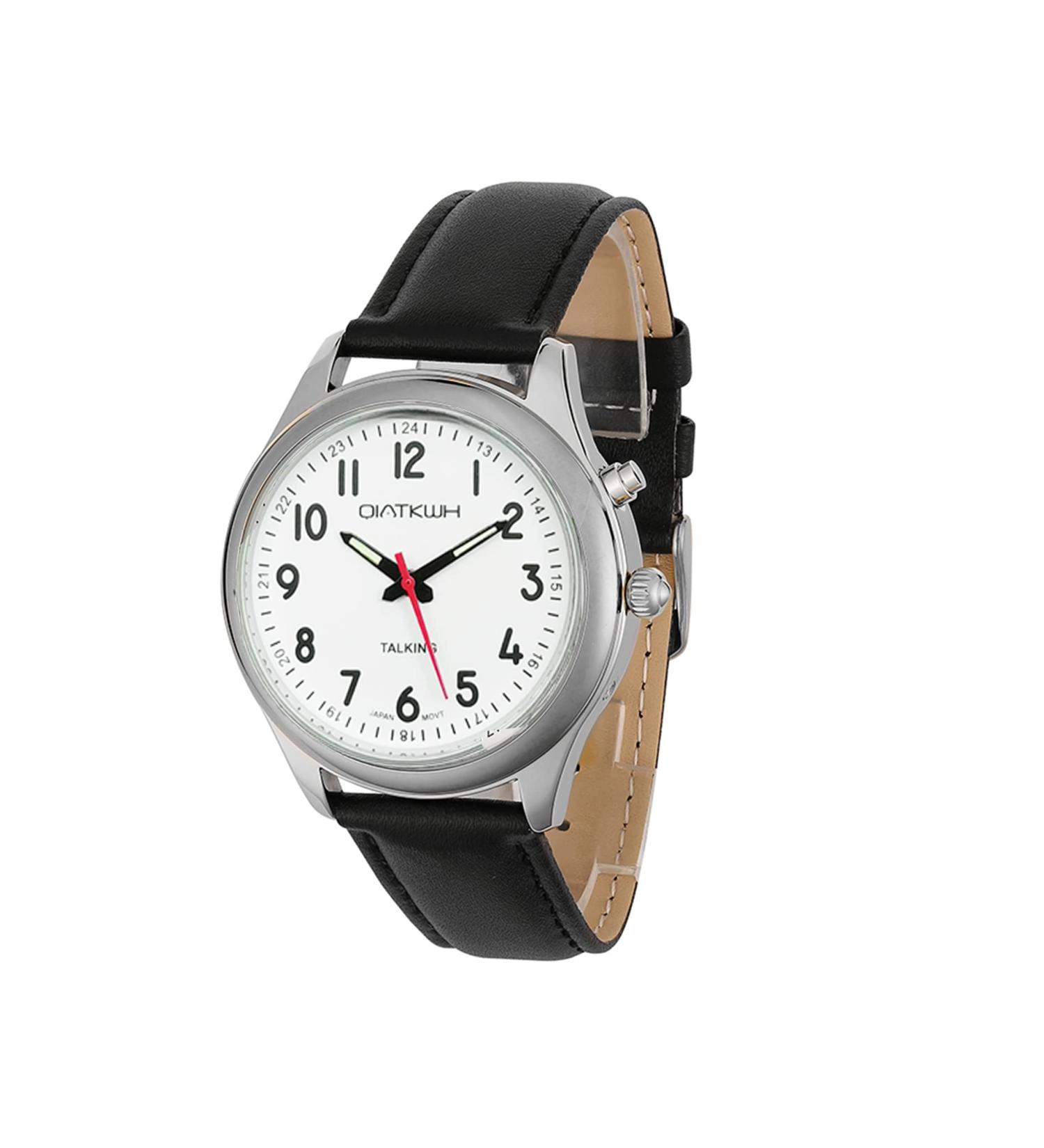QIATKWH German Speaking Ladies Watch - Silver Alloy Case & Black Leather Strap - Stylish & Functional Timepiece - Buy Online on GoSupps.com