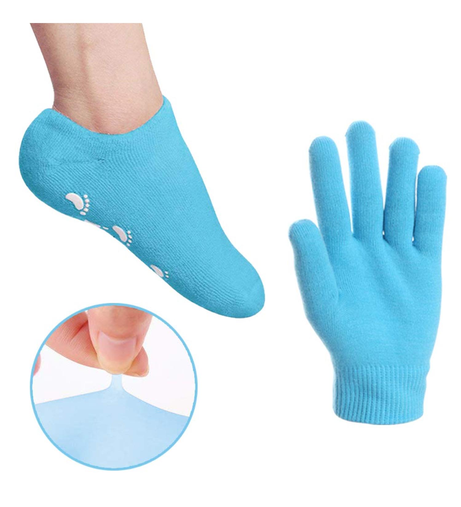 JIAHAO Moisturizing Spa Gloves and Socks for Dry Feet Thermoplastic Gel Repair to Heal Eczema Cracked Skin Calluses Cuticles Gel Lining Infused with Essential Oils Vitamins to Soften Skin - Buy Online on GoSupps.com