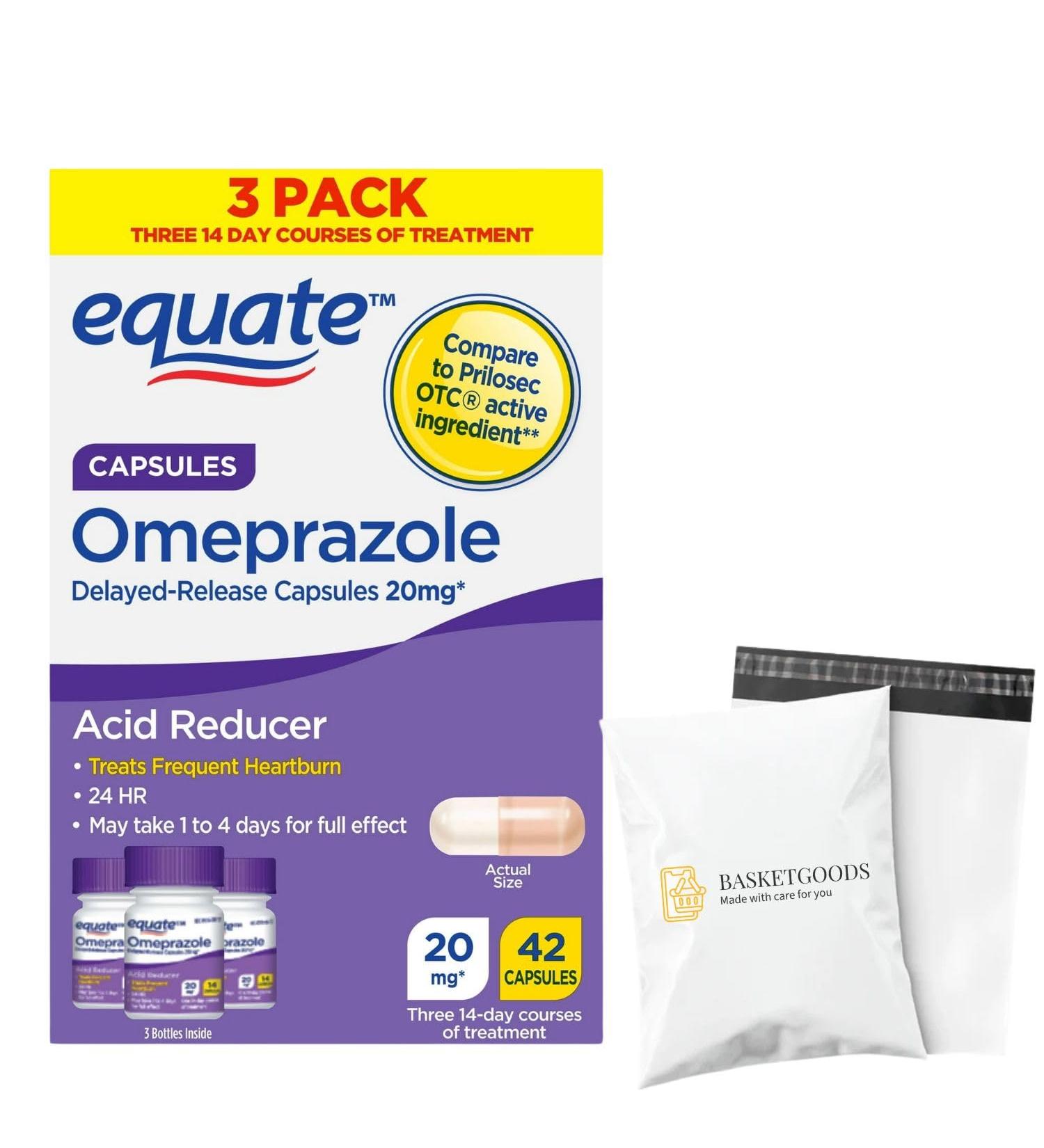 Equate Omeprazole Delayed Release 20 mg Acid Reflux & Heartburn Treatment - Set by Basket Goods - Buy Online on GoSupps.com
