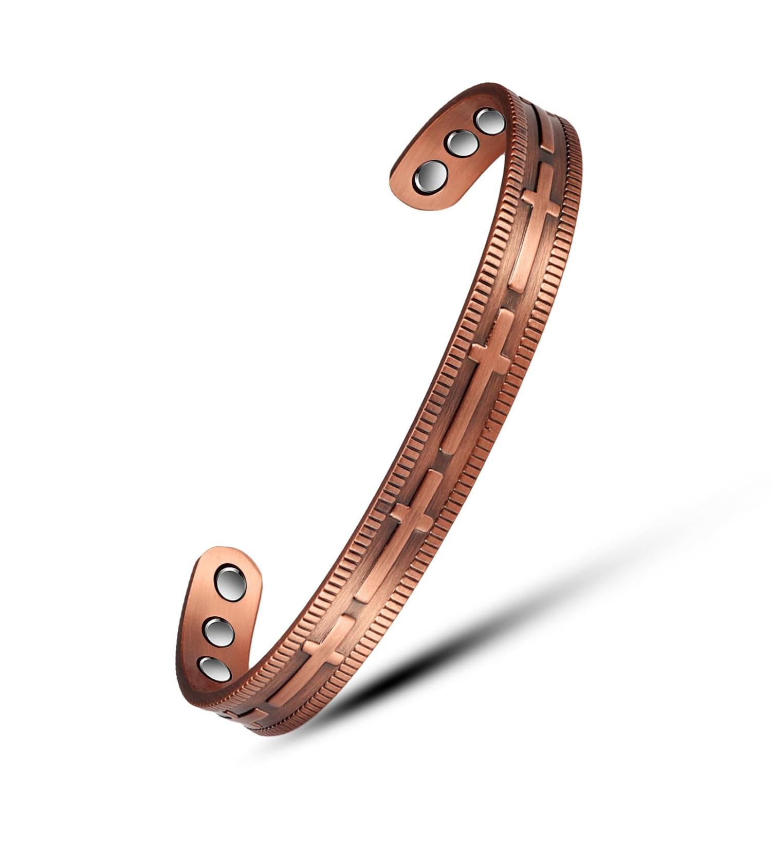 Buy 99% Pure Copper Adjustable Cross Magnetic Bracelet for Women | Unique Copper Jewelry Gift - Buy Online on GoSupps.com