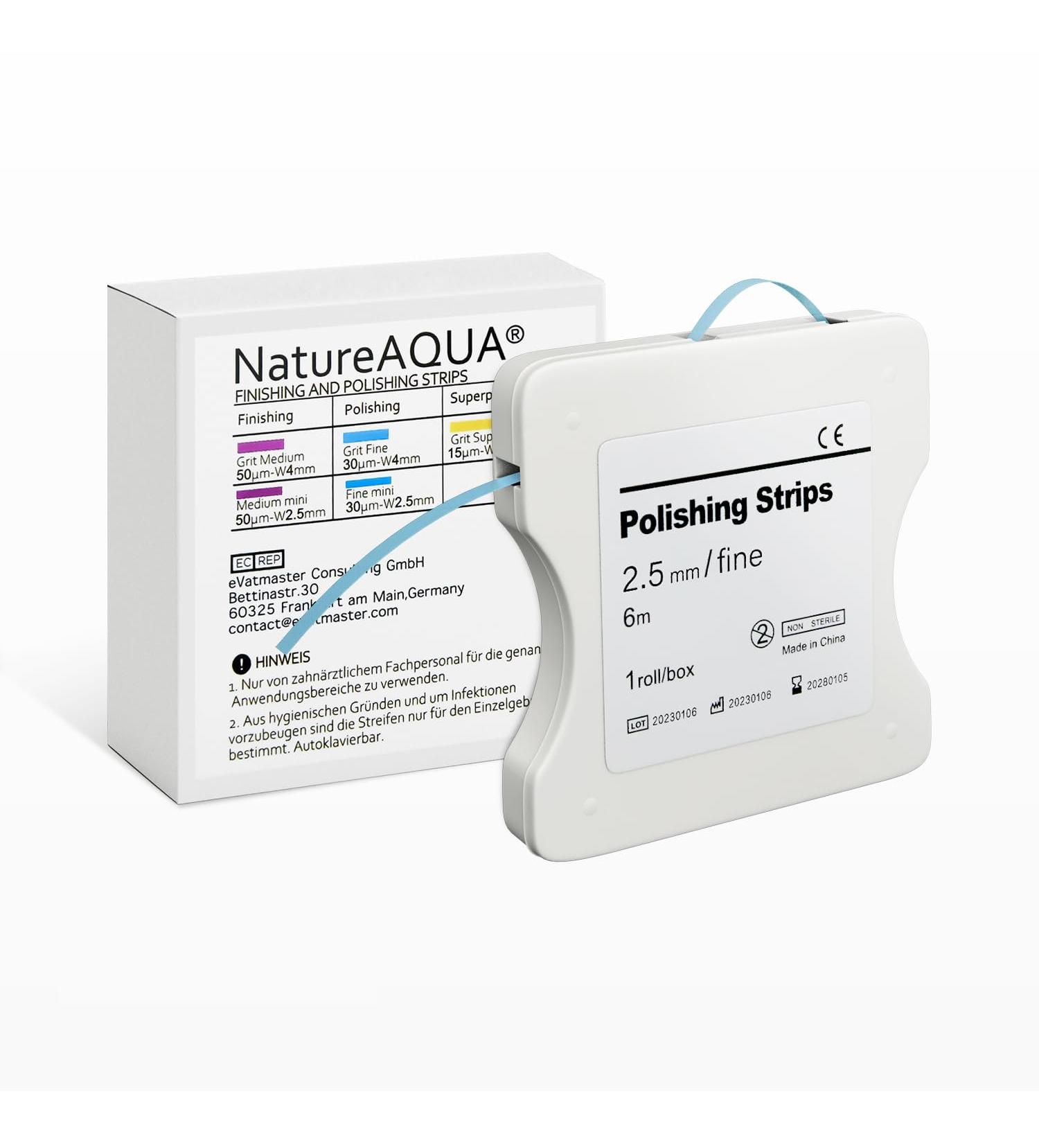 Natureaqua Harz Tooth Polishing Strips - 2.5mm Blue Dental Grinding Paper 6m Roll | Interdental Polishing Tool for Effective Tooth Care - Buy Online on GoSupps.com