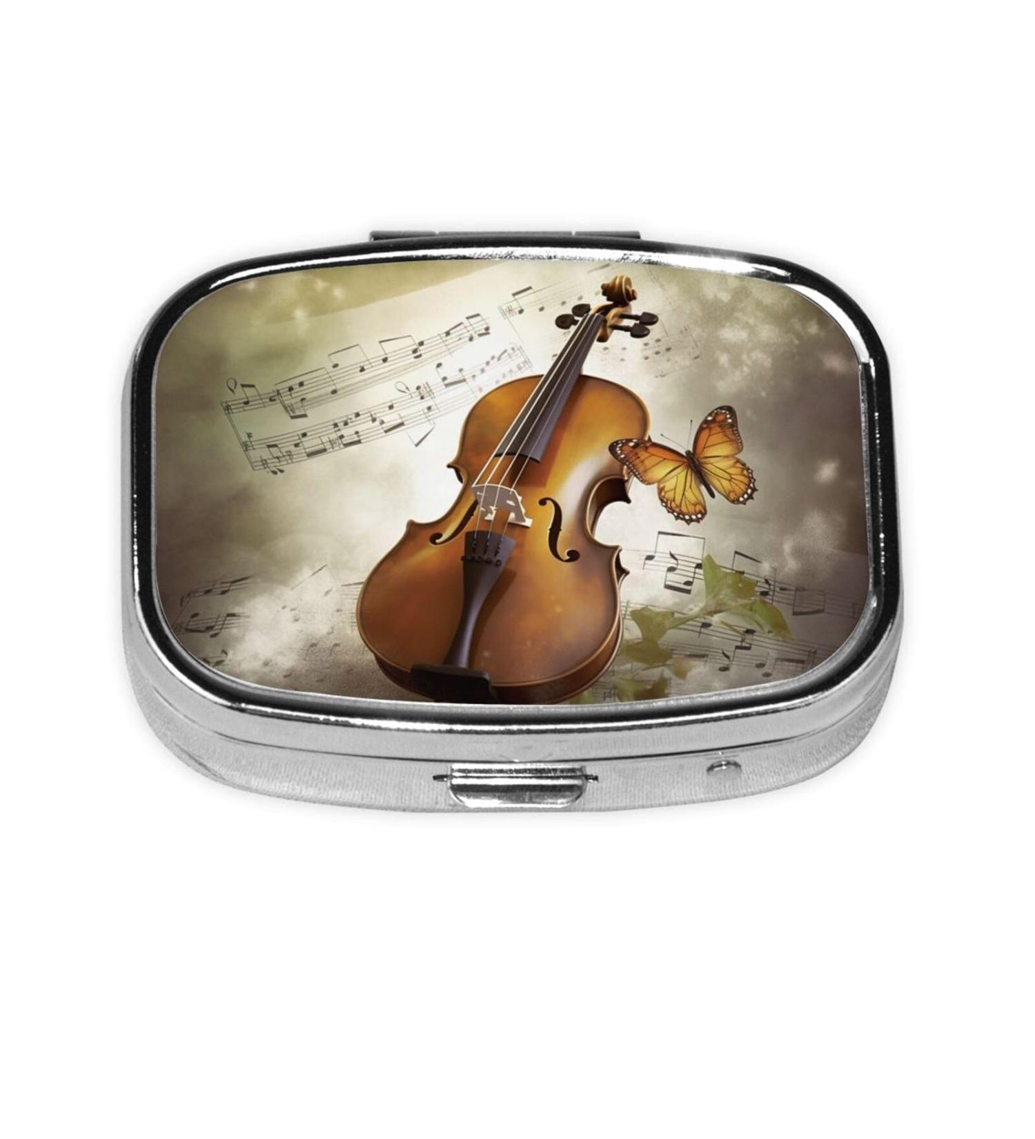 Buy Butterfly & Cello Print 2 Compartment Pill Case | Cute Travel Pill Organizer for Pocket & Purse - Ideal Gift - Buy Online on GoSupps.com