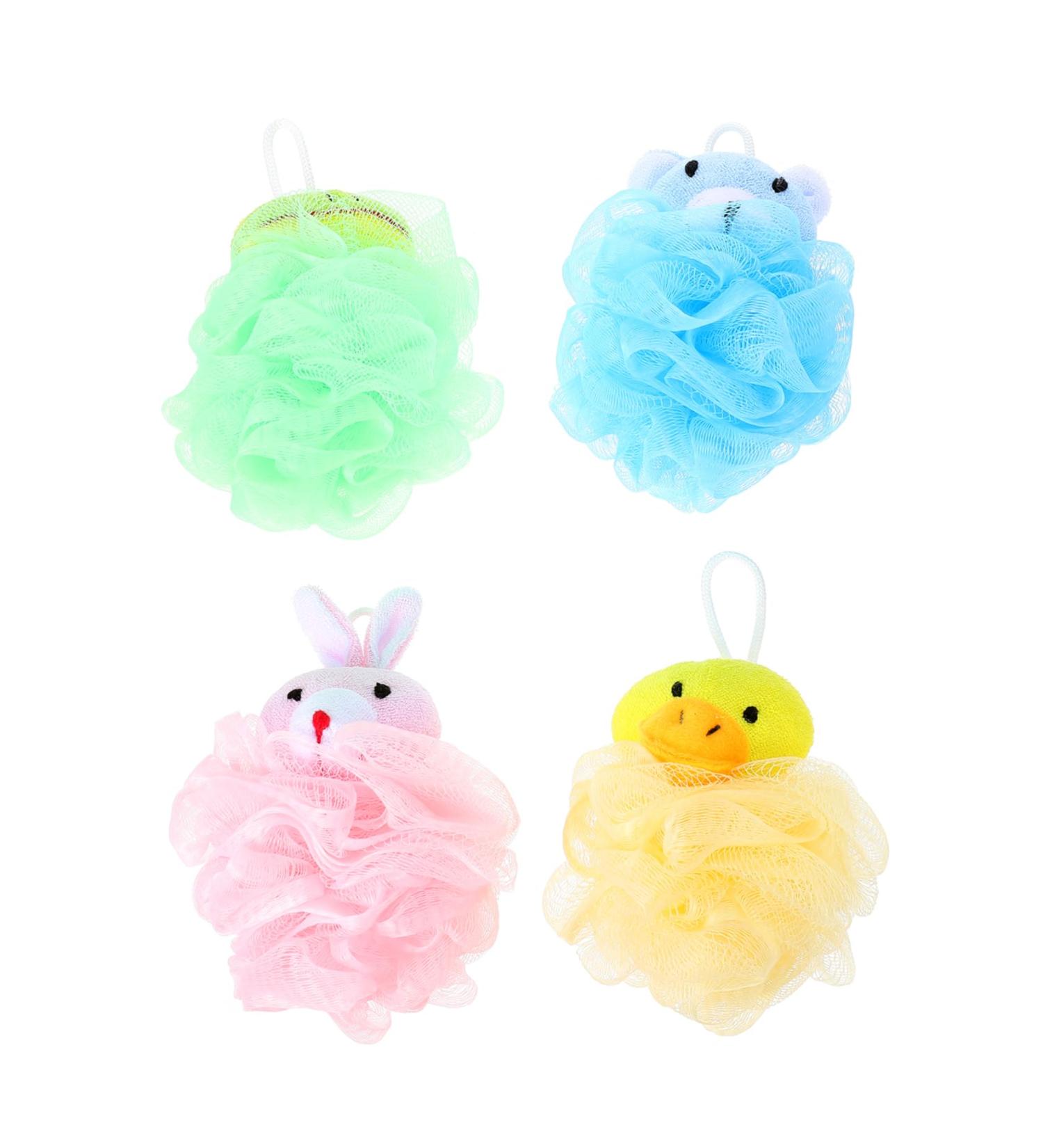 Healeved 4pcs Exfoliating Bath Ball Flower Scrubber | Loofah & Foam Body Wash Puff - Premium Bath Supplies for a Refreshing Shower Experience - Buy Online on GoSupps.com