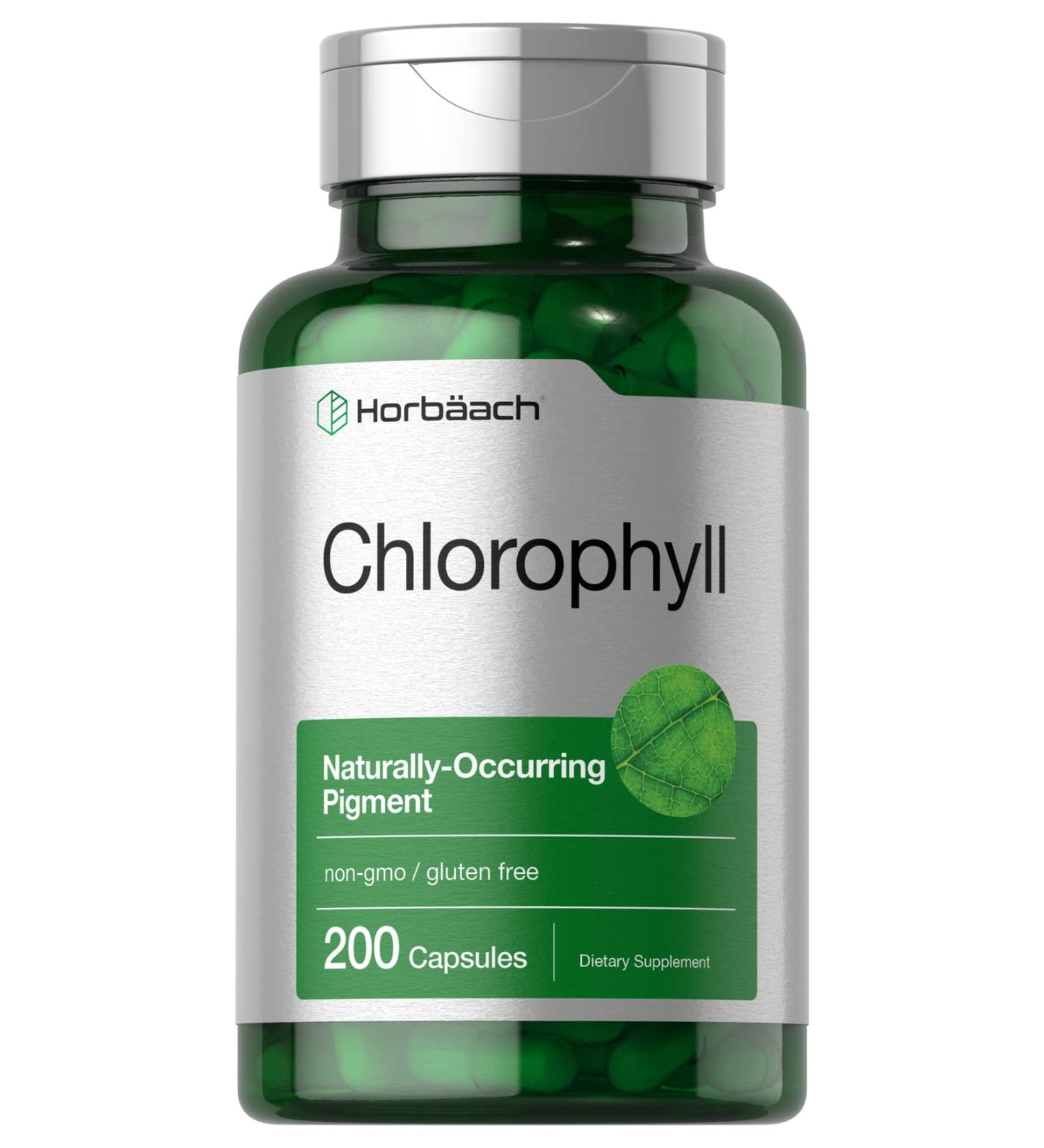 Chlorophyll Capsules 200 Count - Non-GMO & Gluten Free Supplement by Horbaach - Buy Online on GoSupps.com