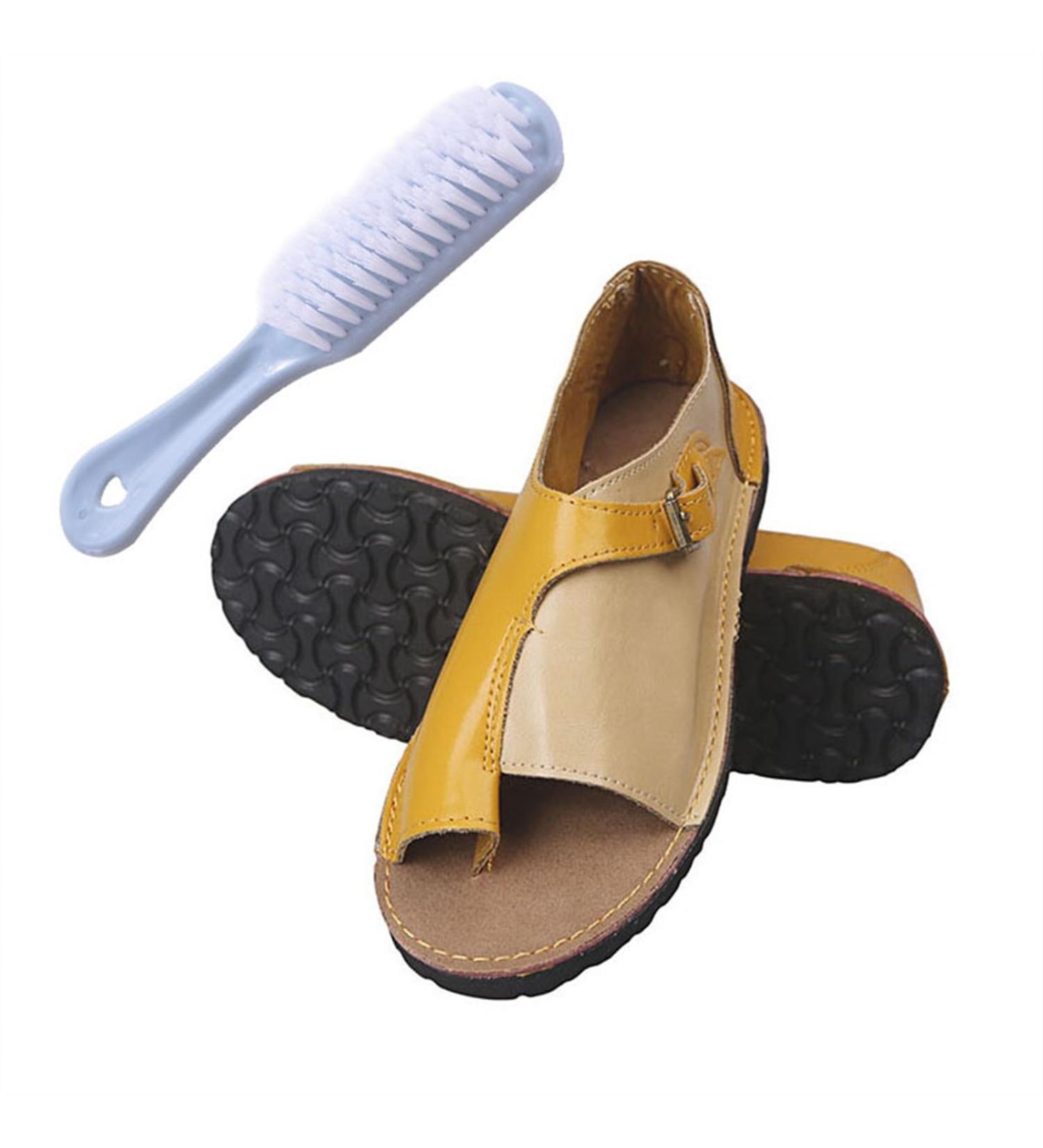 Comfortable Women's Orthopedic Sandals - Open Toe Color Block Fashion Slides with Metal Buckle for Bunion Relief - Ideal for Beach & Travel - Size 9 Yellow - Buy Online on GoSupps.com