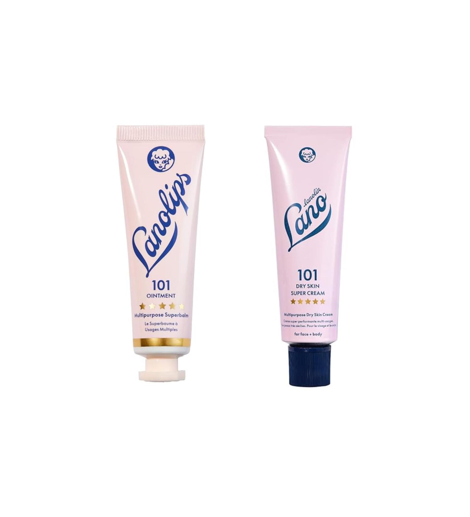 Lanolips Hydration Heroes Set 101 Ointment (0.52 oz) + 101 Dry Skin Super Cream (2.02 oz) Ultra-Hydrating Lanolin Balm & Whipped Body Moisturizer for Dry Lips Skin & Cuticles - Buy Online on GoSupps.com