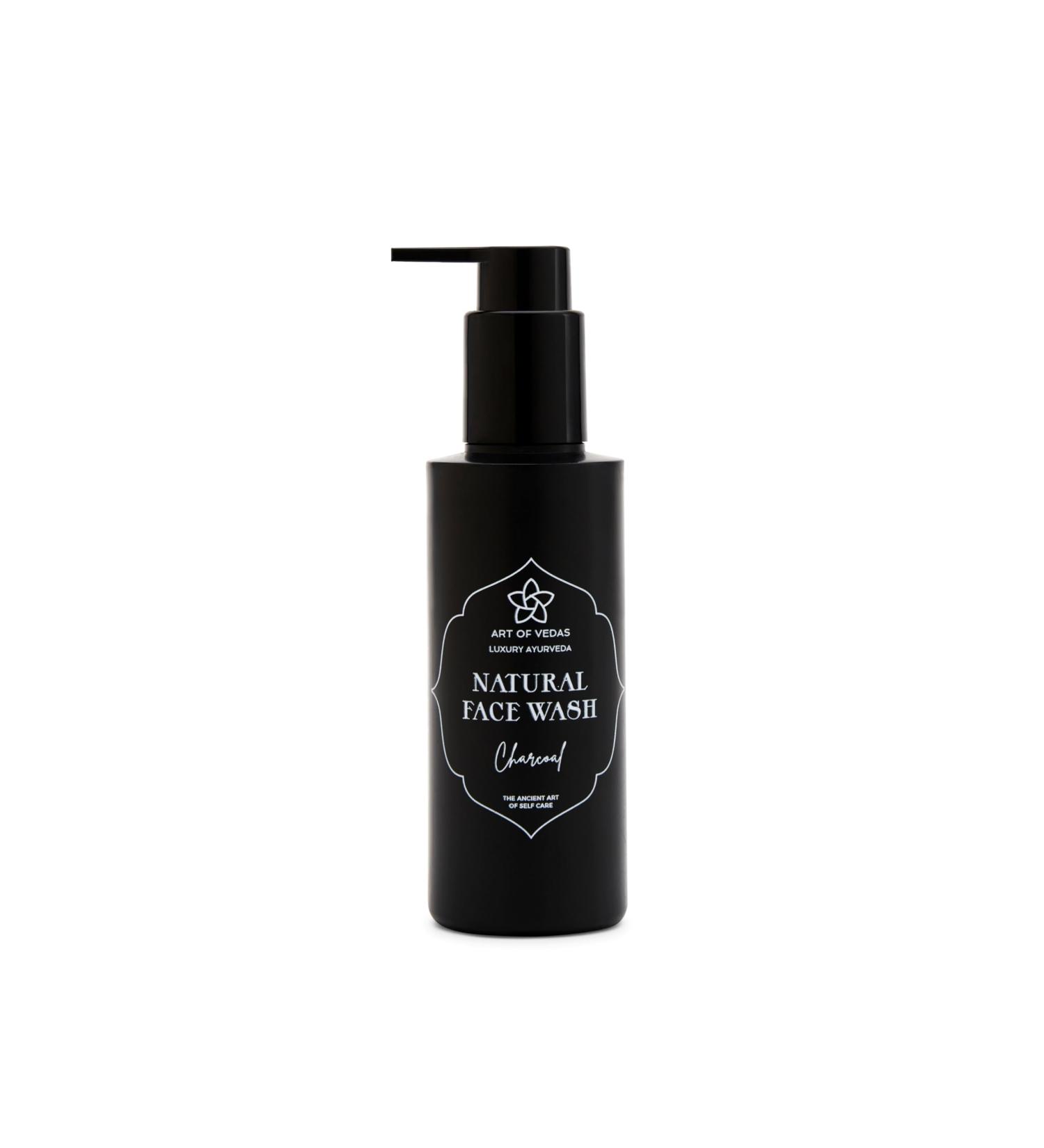 Art of Vedas Natural Charcoal Face Wash - 150ML Hydrating and Therapeutic with Rose Oil - Effective for Dark Spots Pigmentation and Anti-Ageing - Ayurvedic Skincare for Radiant Skin