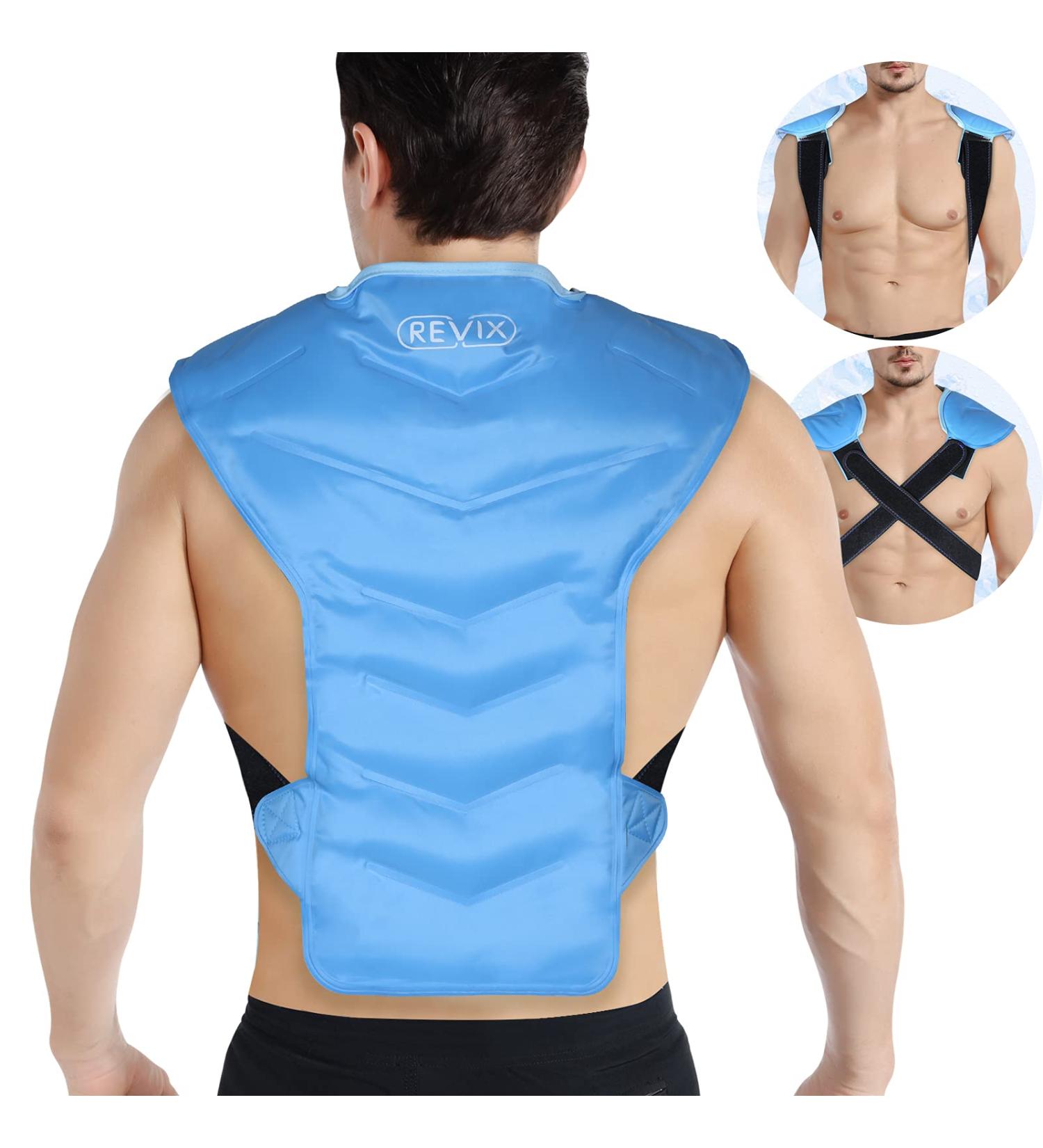 REVIX Large Gel Ice Pack for Shoulder and Back Injuries - Reusable Wrap for Pain Relief and Swelling - Soft Plush Lining - Flexible and Long Lasting - Blue - Buy Online on GoSupps.com