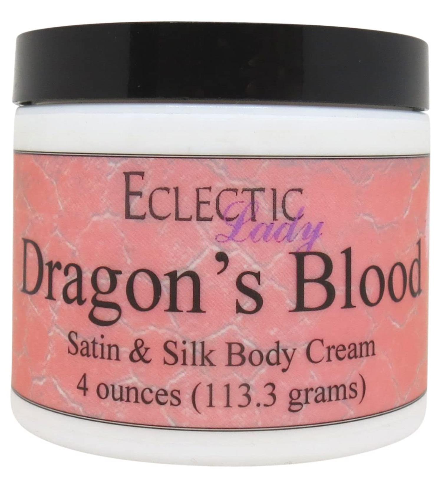 Eclectic Lady Dragon's Blood Satin and Silk Cream Body Cream Body Lotion 8 oz - Shea Butter Aloe Silk Amino Acids Vitamin E Phthalate-Free Handcrafted in USA - Perfect For Women 8 Ounce