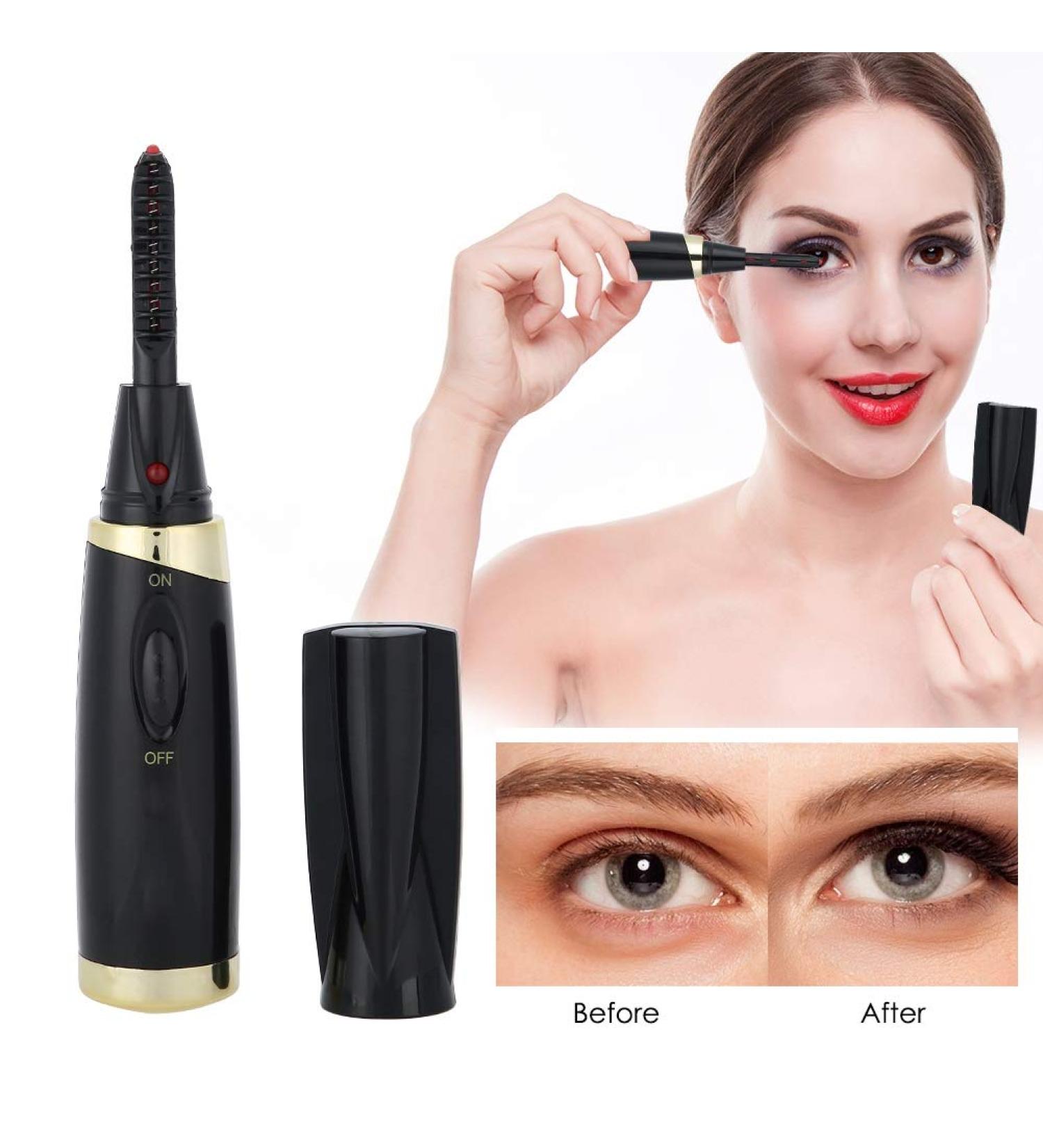 Heated Eyelash Curler - Mini Electric Eyelash Mascara for Long-Lasting Curls | Perfect Valentine's Gift for Girls (Black - Buy Online on GoSupps.com