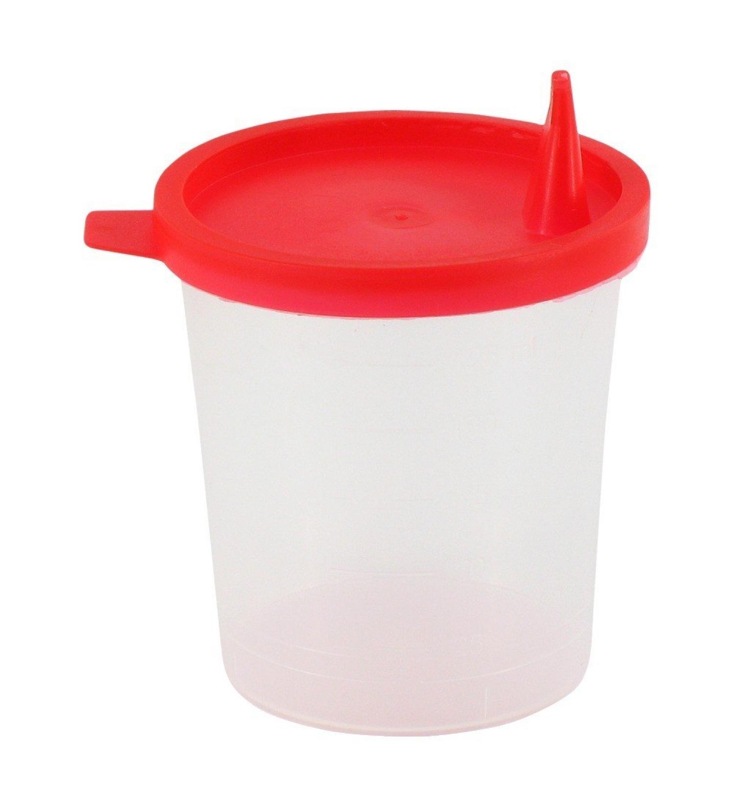Urine cup with a snap lid