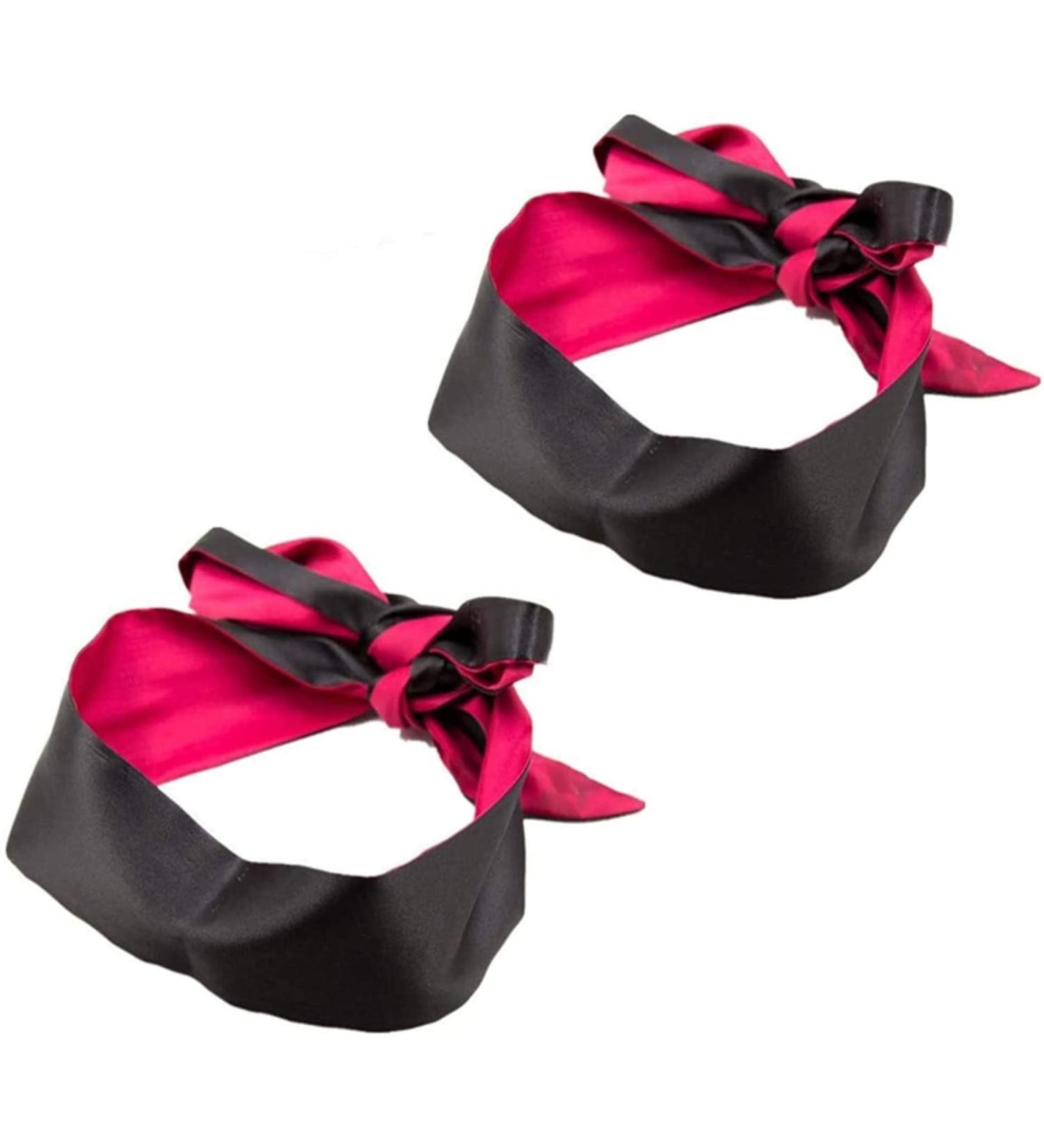 Soft Silk Satin Eye Mask Blindfold - Comfortable Adjustable Sleeping Masks (2pcs Red) for Travel & Shift Work - Buy Online on GoSupps.com