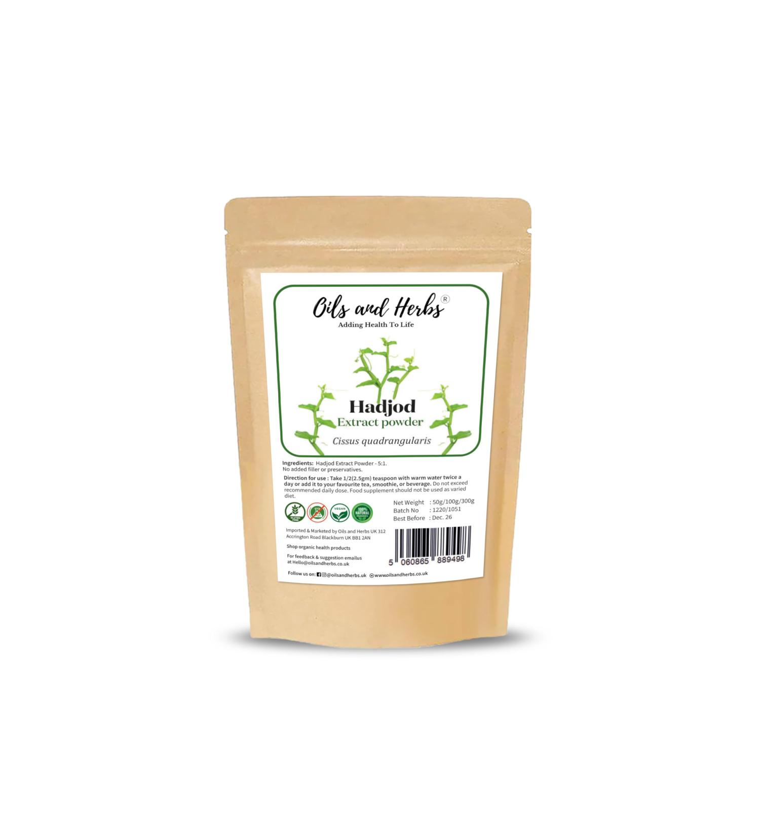 High Strength Hadjod Extract Powder 5:1 - Cissus quadrangularis - No fillers and Binders (100 GM) - Buy Online on GoSupps.com