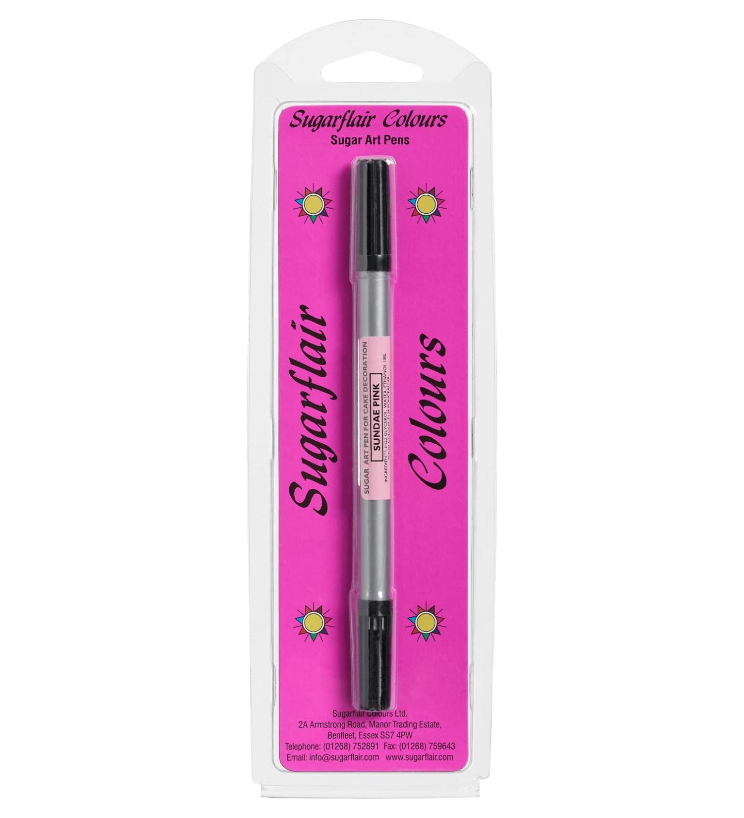 Sugarflair Sundae Pink Edible Food Decorating Pen - Dual Tip Food Pens for Writing Messages & Drawing On Sugar Paste Marzipan Frosting Or Any Other Dry Smooth Surface