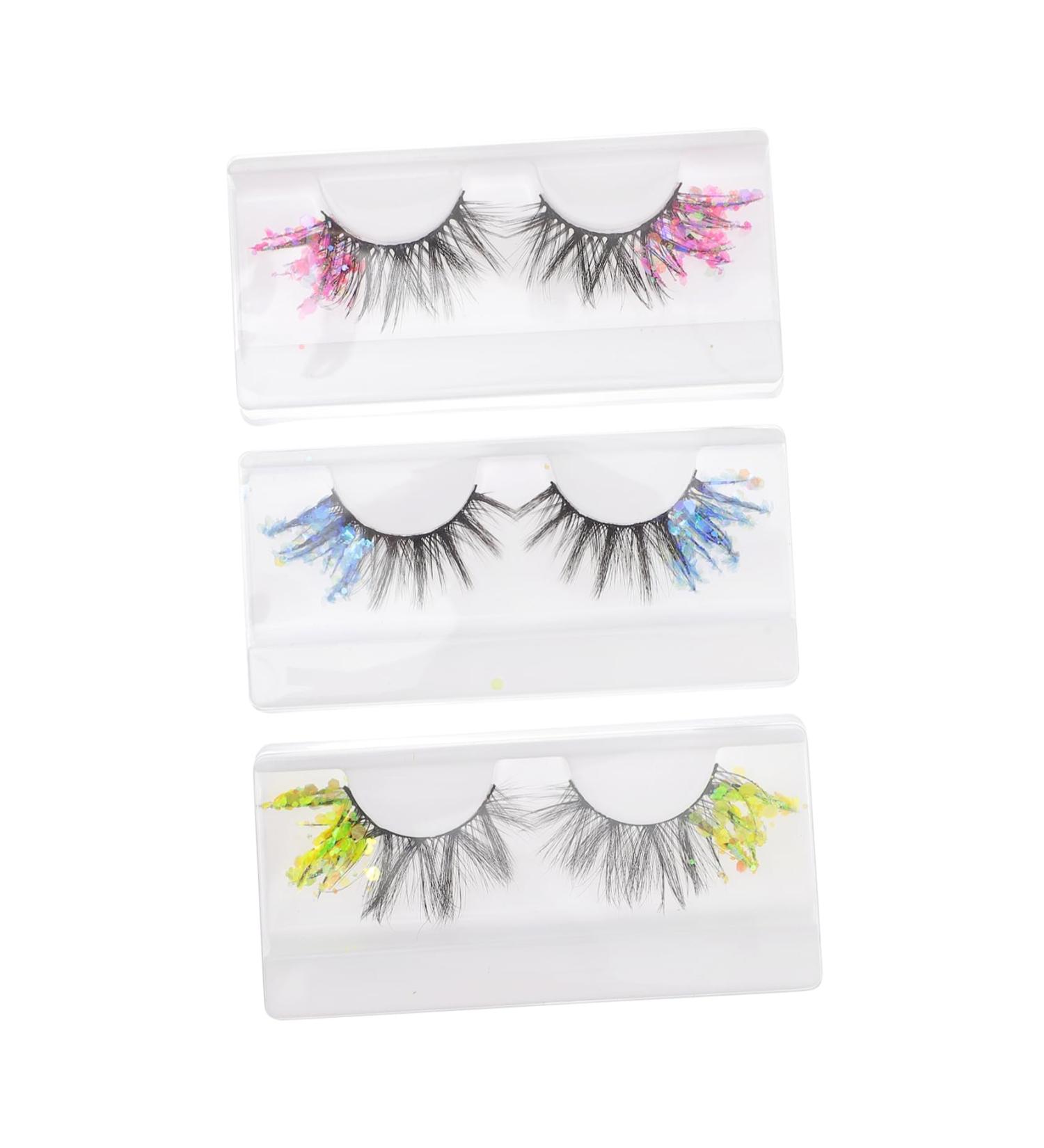 minkissy 3 Pairs Colored False Eyelashes False Lashes Glitter Eyelashes Halloween Makeup Eyelashes Makeup Eye Lashes Halloween Costume Cosplay Lashes End of Eye Sequins 3d Chemical Fiber - Buy Online on GoSupps.com