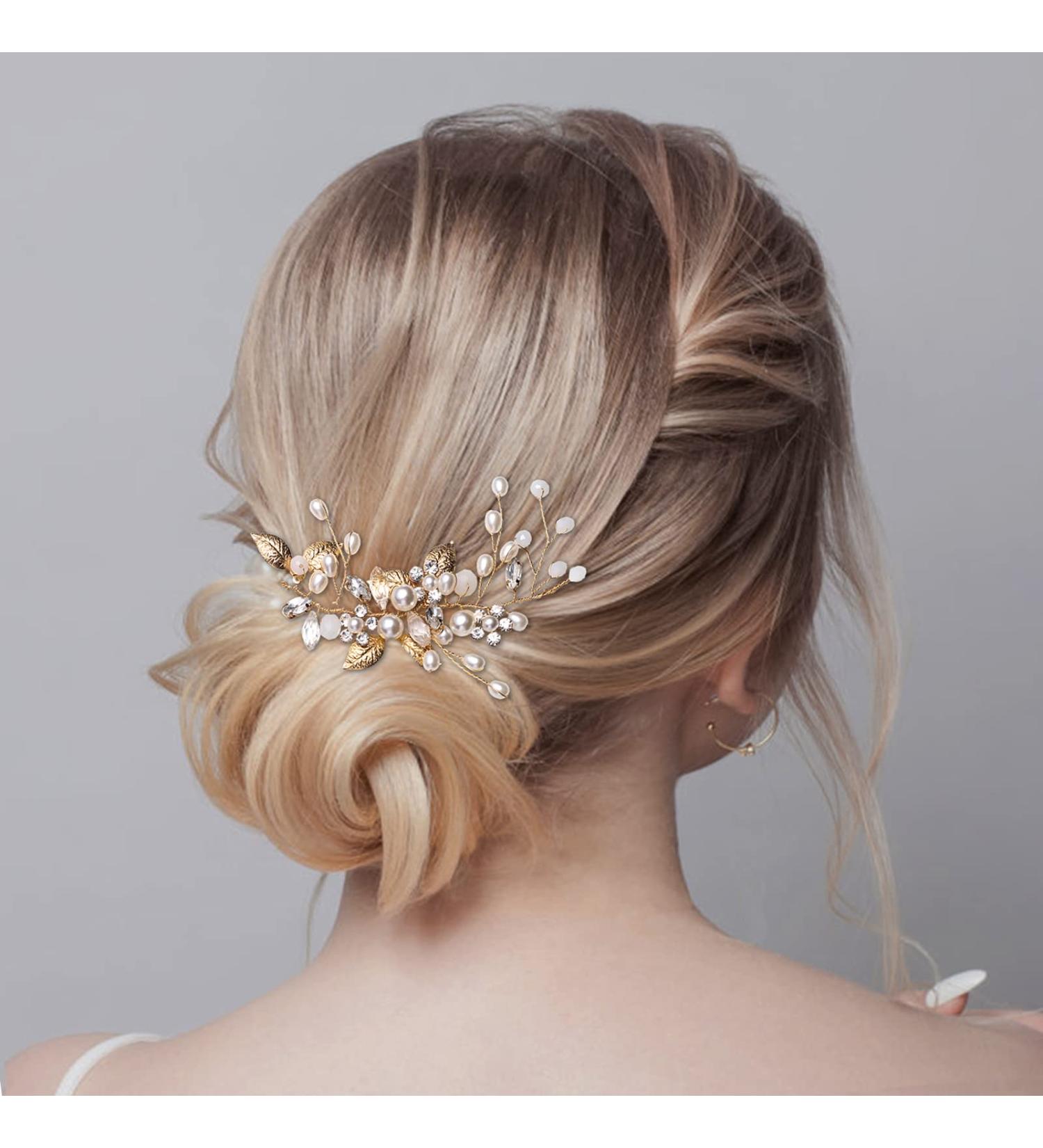Elegant Gold Bridal Jewelry Set | Crystal Hairpins & Flower Hair Accessories for Brides - Buy Online on GoSupps.com