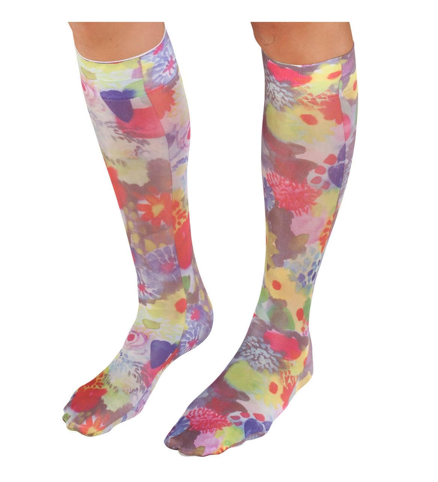 Women's Printed Mild Compression Wide Calf Knee High Stockings - Women's - Impressionist