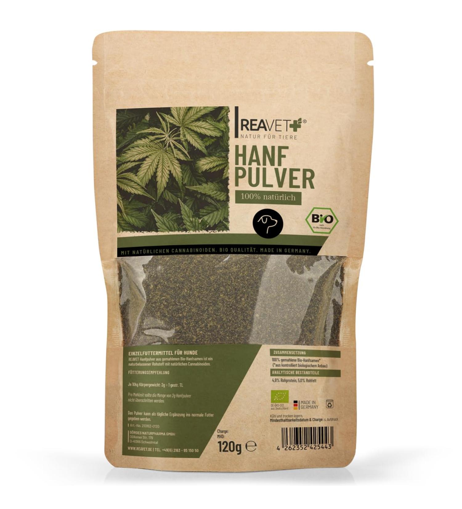 Reavet Hemp Powder for Dogs 120g - Natural Calming & Relaxation Formula 100% Additive-Free Ideal for Stress & Fear Relief - Buy Online on GoSupps.com