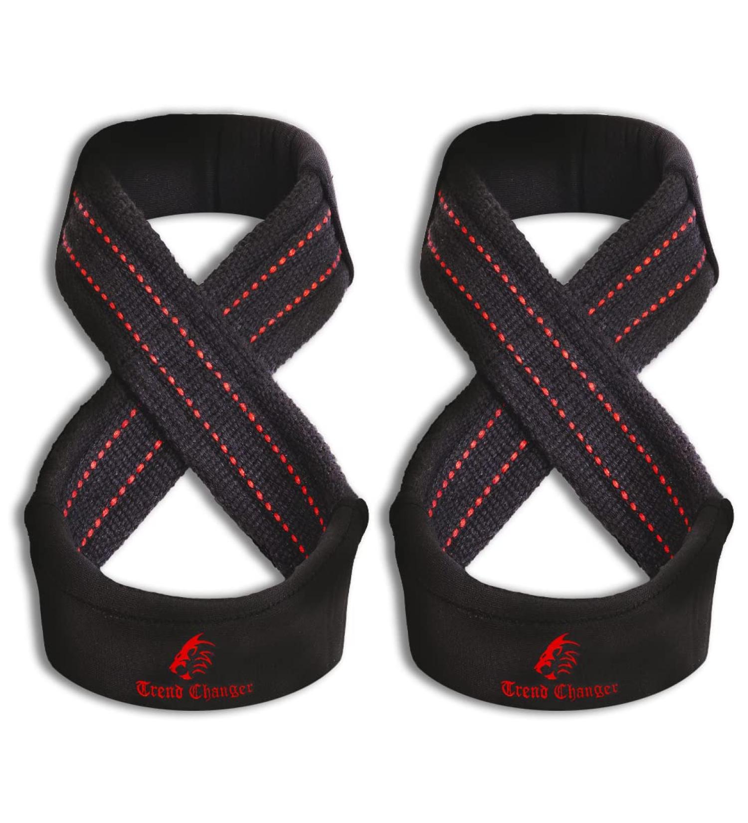 Trend Changer Figure 8 Lifting Strap Padded Deadlift Straps Heavy Duty Weight Lifting Straps Strongman Axle Bar Straps Weightlifting Wrist Wraps Small ( Upto 6.0'' Wrist Circumference ) Black/Red - Buy Online on GoSupps.com