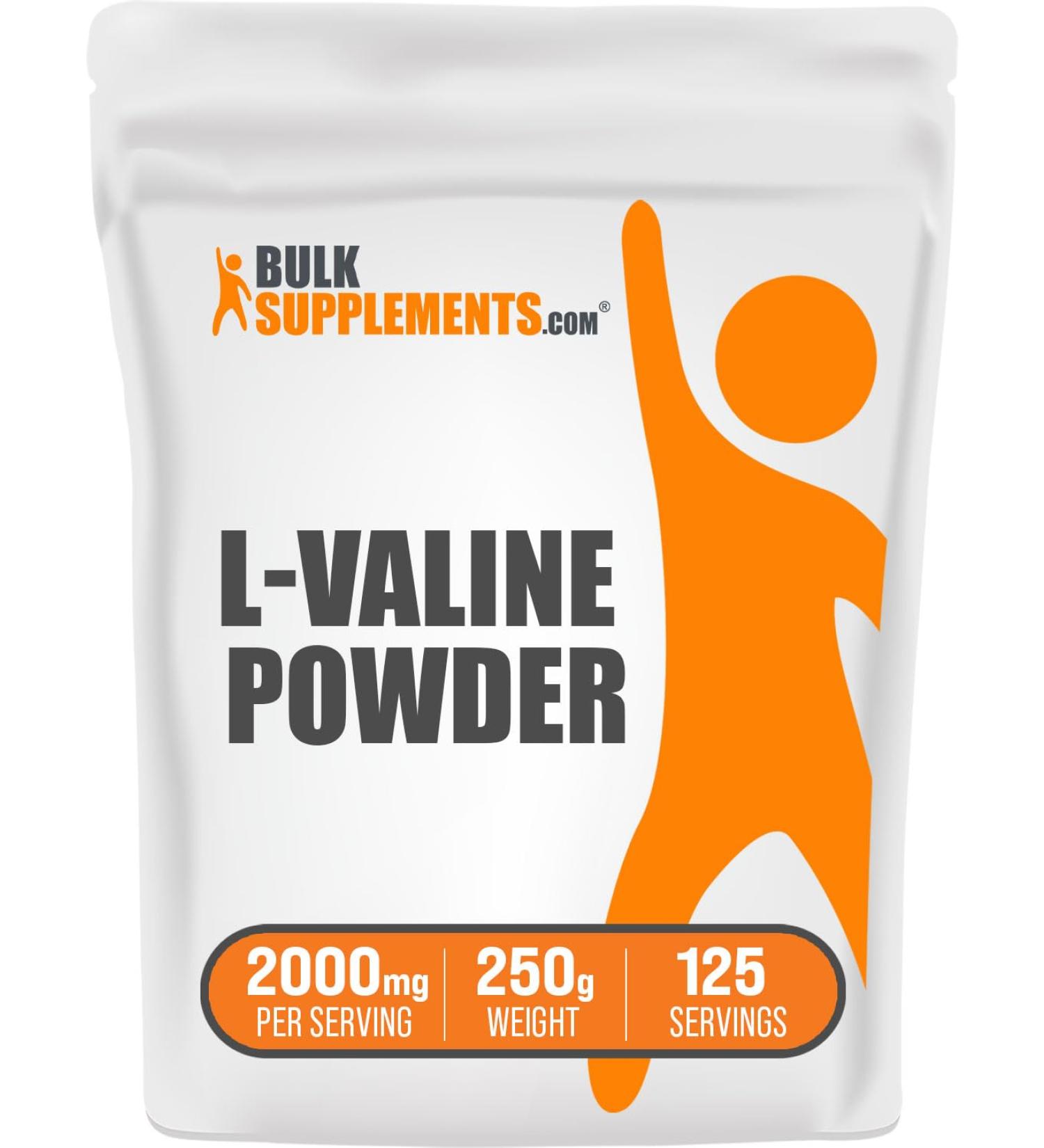 Buy BulkSupplements L-Valine Powder - 2000mg Valine Supplement for BCAA - Gluten Free 250g (125 Servings) - International Shipping Available - Buy Online on GoSupps.com