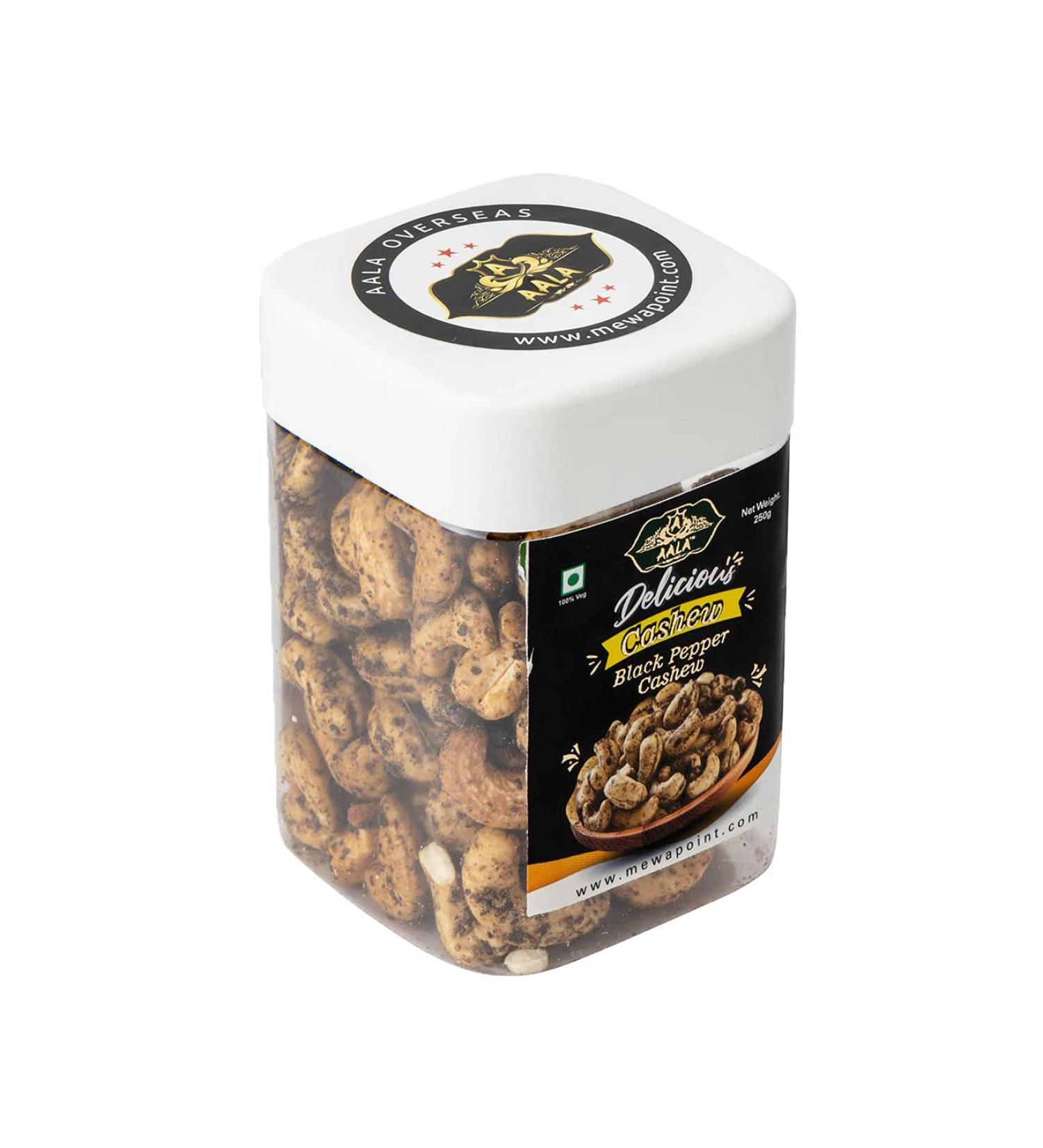 AALA Dry Fruits Roasted Black Pepper Spicy Masala Cashews | Kaju 250 gm - Buy Online on GoSupps.com