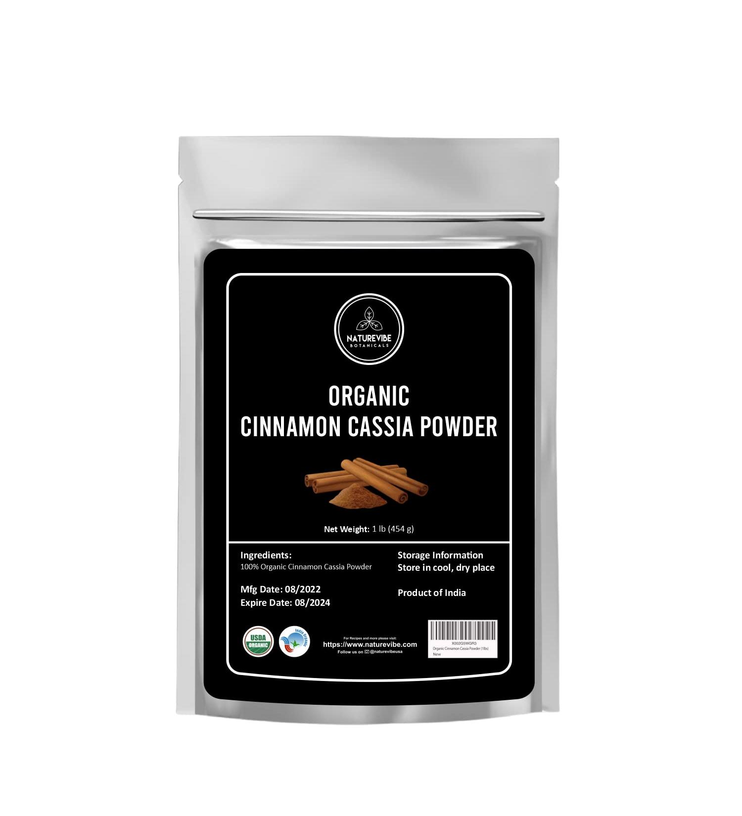Naturevibe Botanicals Organic Cinnamon Cassia Powder 1lb - Non-GMO, Gluten Free, Adds Flavor | 16oz - Buy Online on GoSupps.com