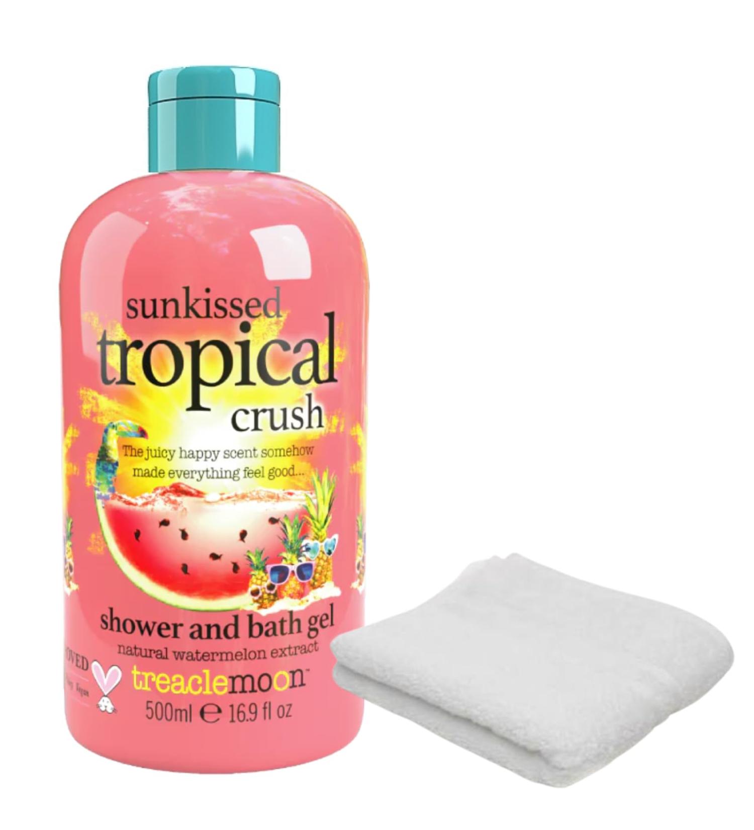 Sunkissed Tropical Crush Shower & Bath Gel 500ml with Bath Washcloth - Luxurious Refreshing and Nourishing Skin Care Duo - Buy Online on GoSupps.com
