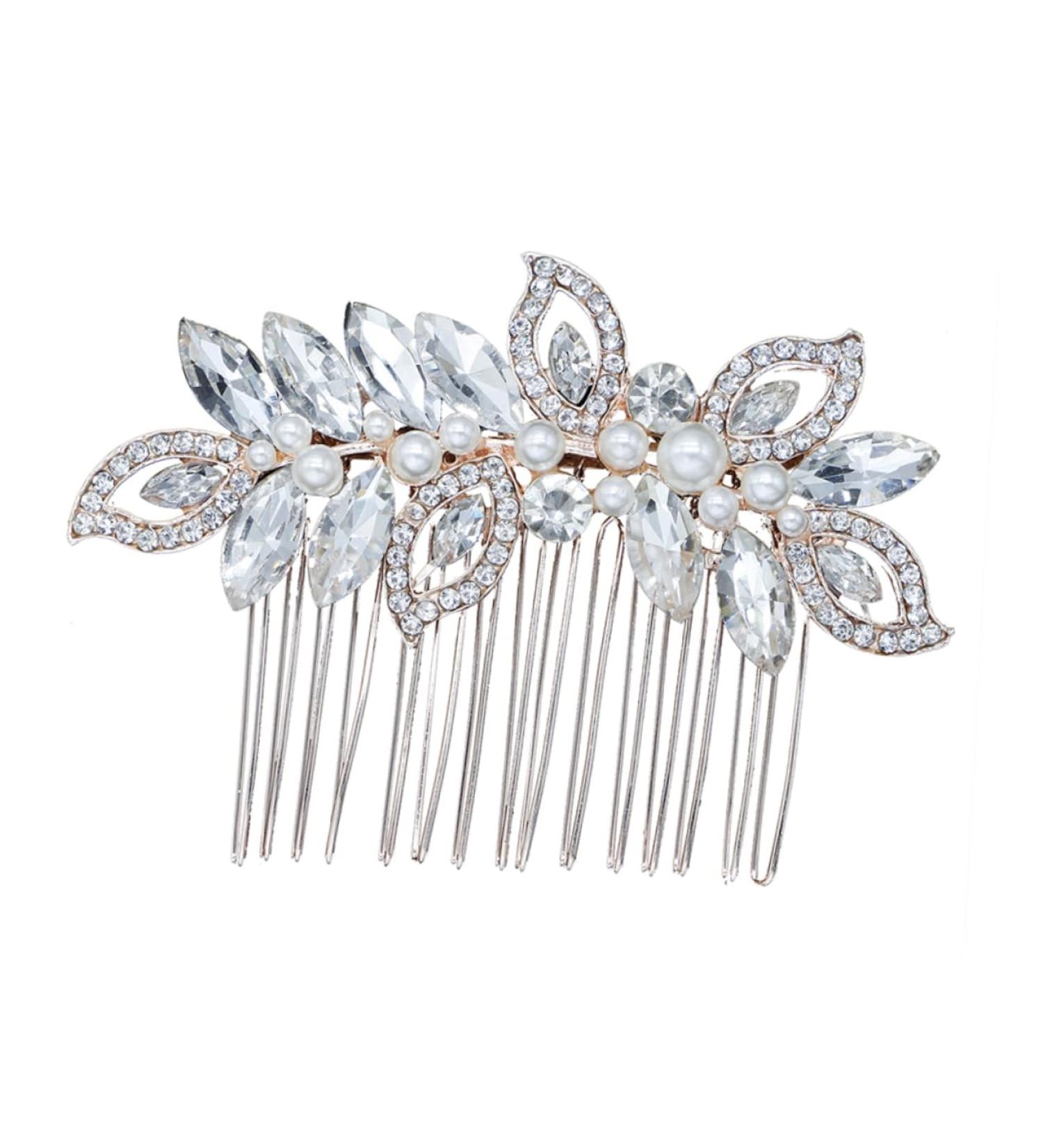 Housoutil Hair Comb for Women Rhinestone Bridal Comb Wedding Hair Accessory Hair Combs for Gold Hair Pin Gold Hair Comb Rhinestone Hair Comb Gold Headpiece Accessories Bride Rose - Buy Online on GoSupps.com