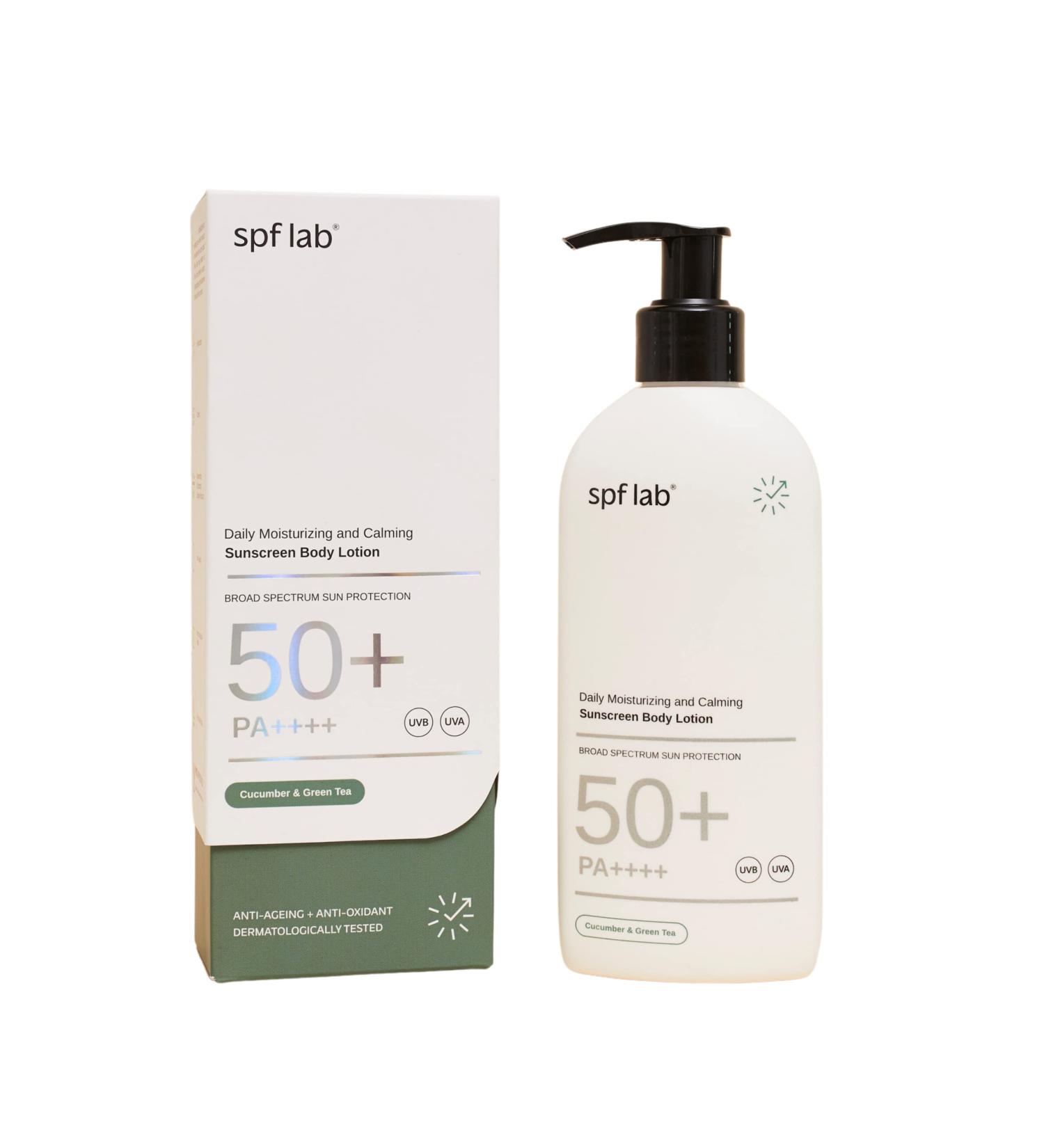 Moisturizing and Soothing Body Sunscreen SPF 50+ PA++++ Cucumber and Green Tea Scent - Buy Online on GoSupps.com
