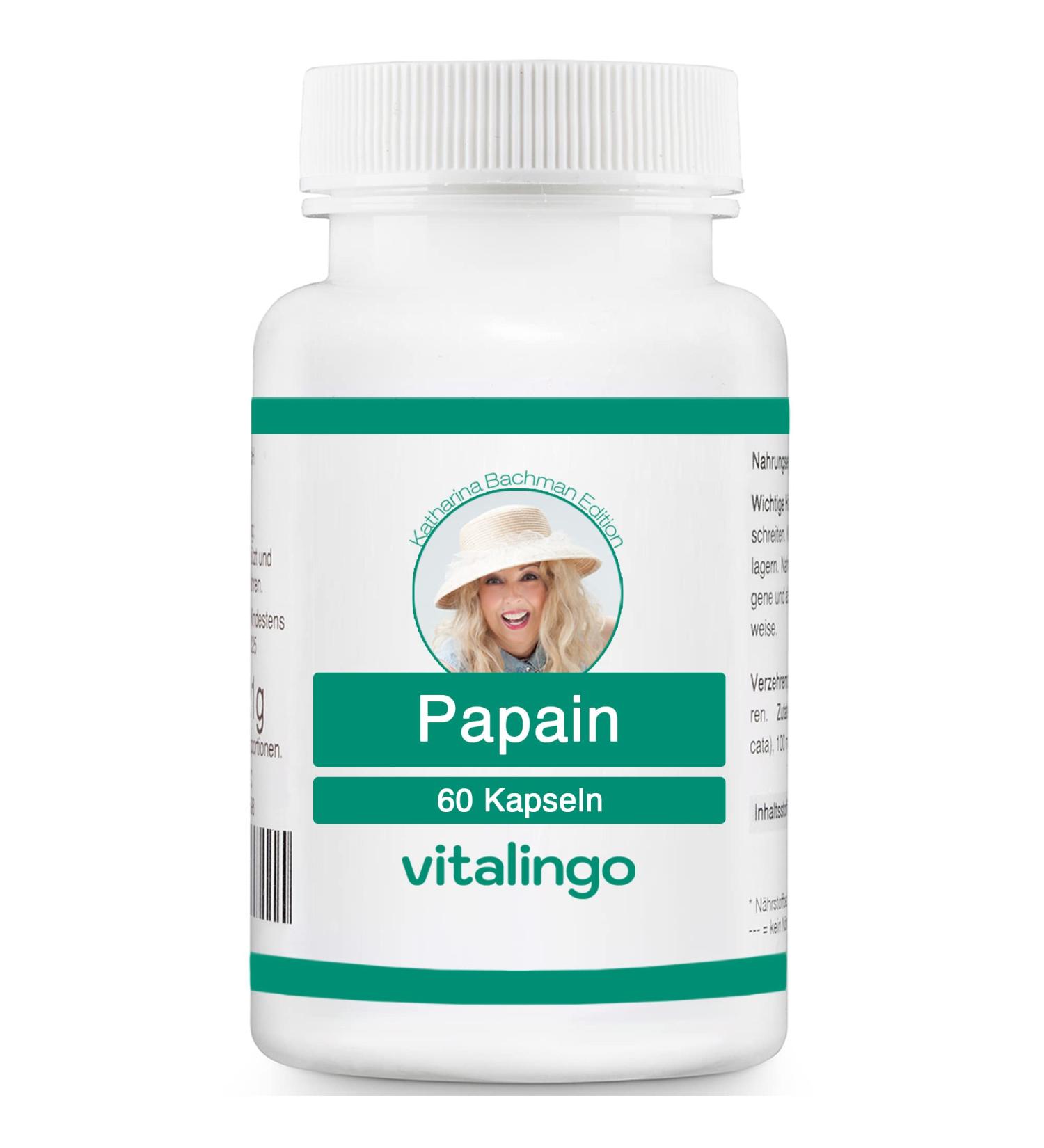 Katharina Bachman Papain Enzyme Capsules (min. 35 million USP units/g) - 60 capsules of 500mg each