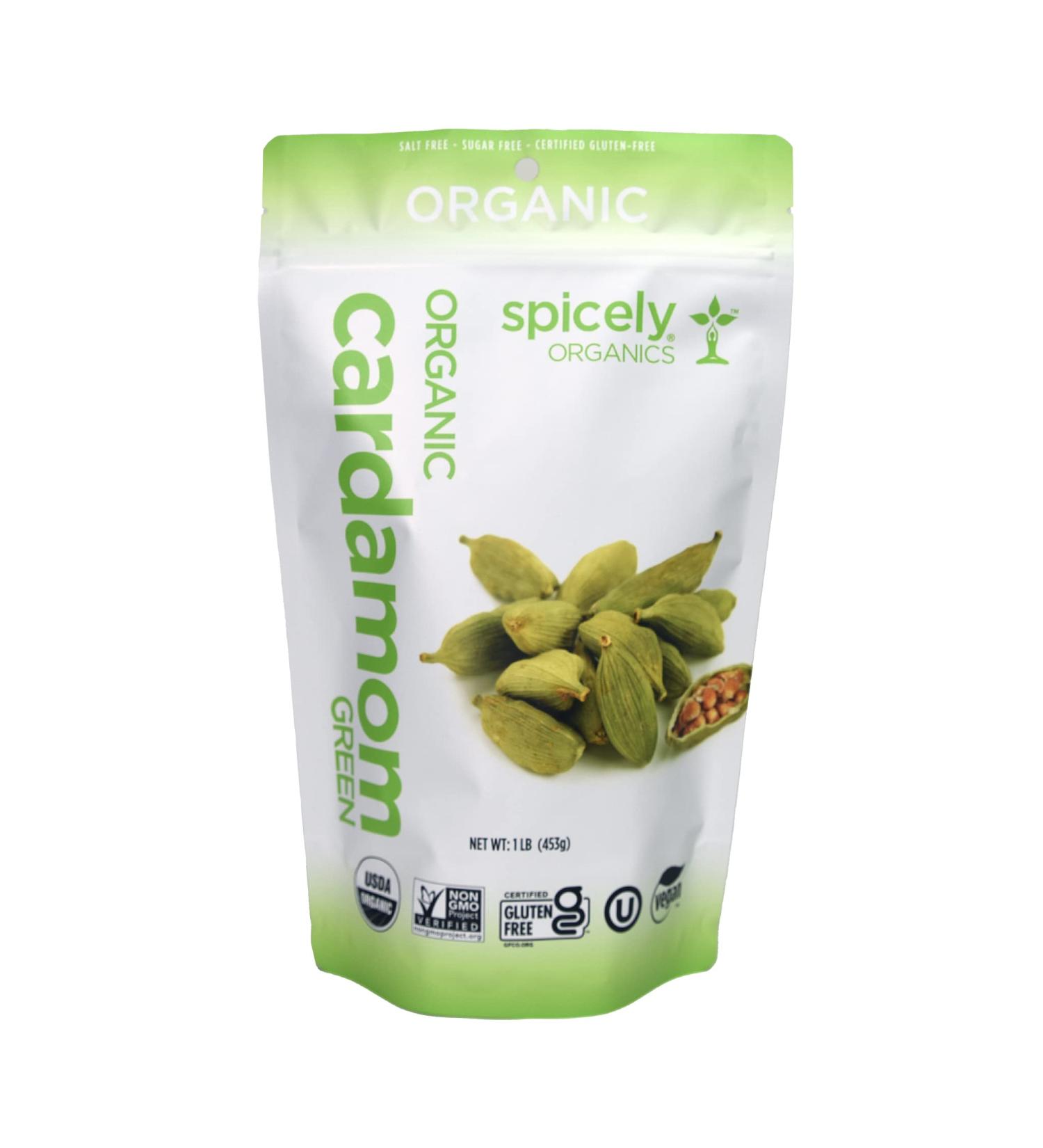 Spicely Organic Cardamom Green 1 Lb Bag Certified Gluten Free 1 Pound (Pack of 1)