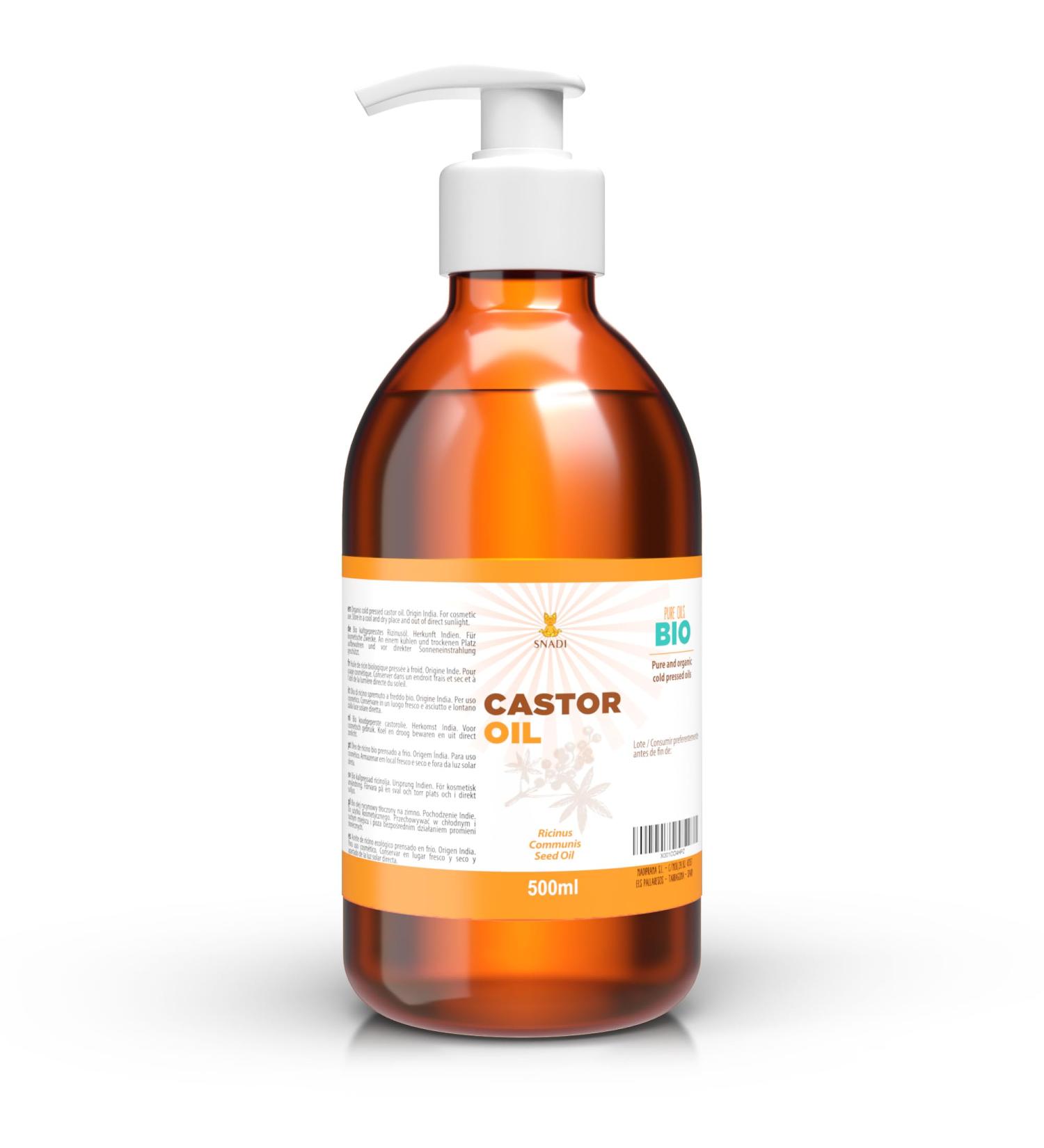 Snadi - Pure Organic Castor Oil 500 ml | Cold Pressed | Antioxidant and Anti-Aging | Moisturizing for Dry Skin and Hair | Ideal for Eyelashes and Beard | Castor Oil - Buy Online on GoSupps.com