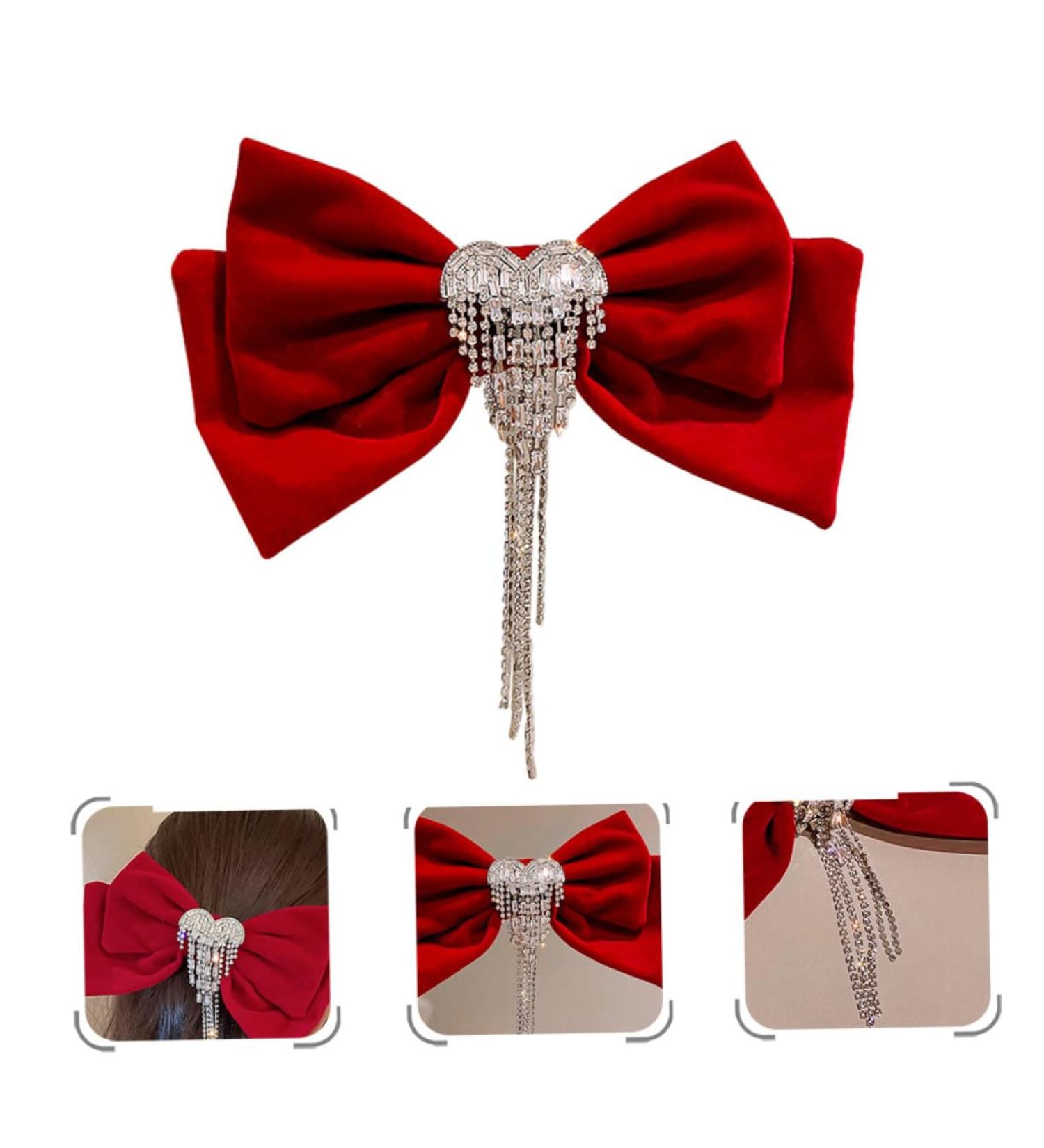 MAGICLULU Tassel Hair Clip Hair Bow Clips Alligator Clip Hair Claw Clips for Women Hair Accessory for Girls Bow Hair Clips French Barrette Rhinestone Hair Clips Copper Makeup Red - Buy Online on GoSupps.com