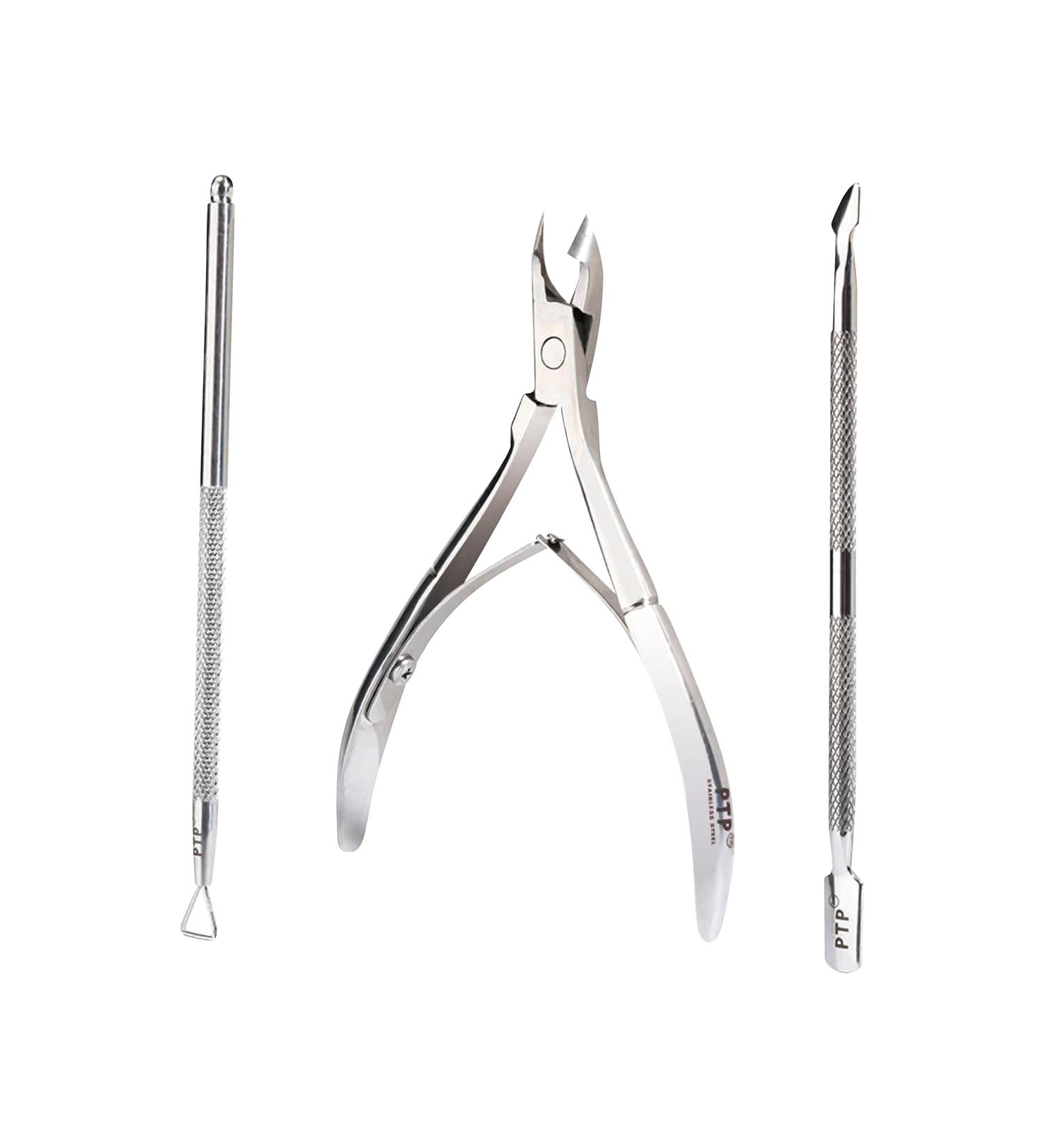 PTP 3 in 1 Cuticle Remover Set - Nipper, Pusher, Scraper | Trimmer Tools - Buy Online on GoSupps.com