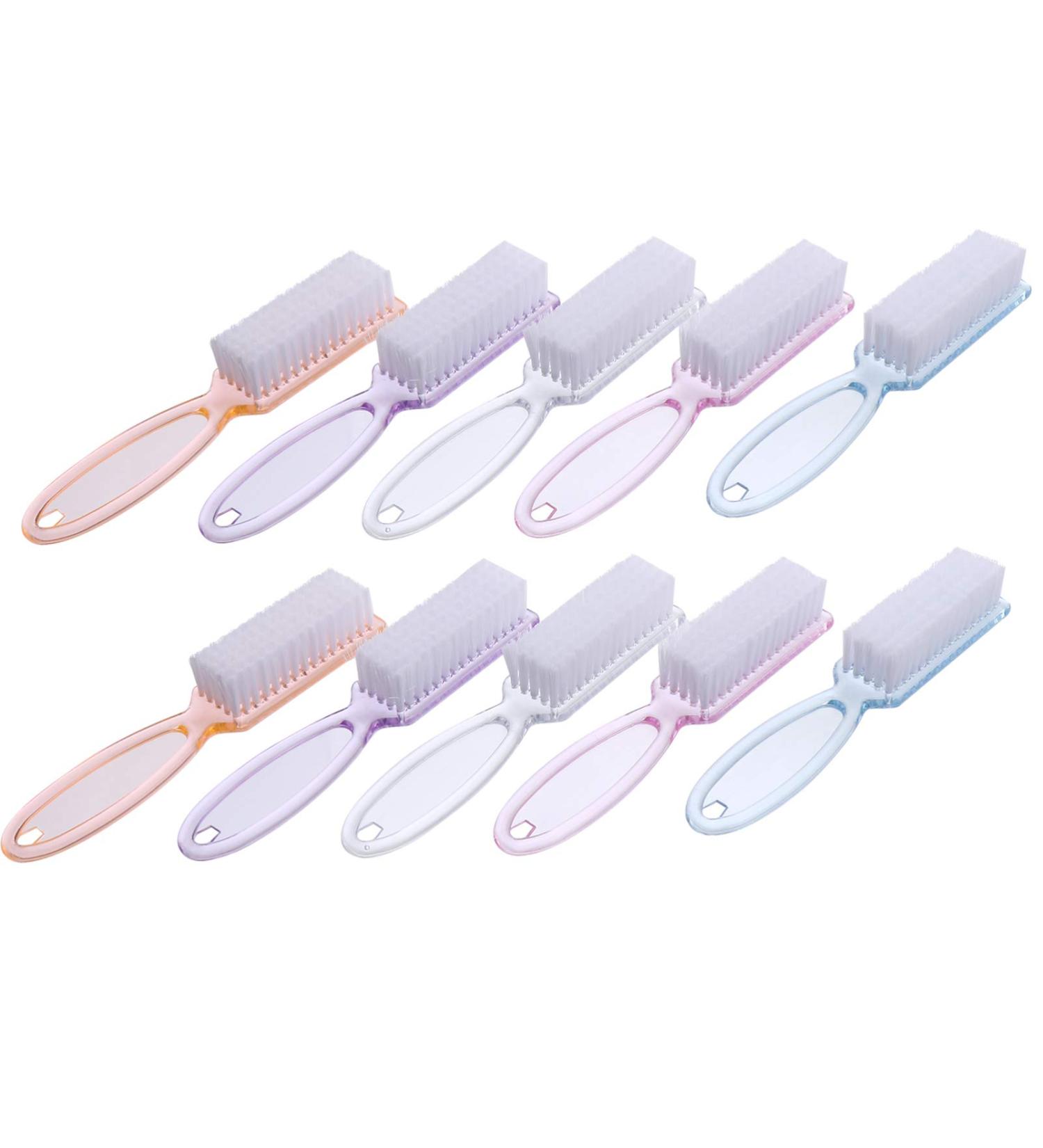 Exceart 10-Set Nail Brushes - Long Handle Manicure & Pedicure Tools for Nail Art Care | Pink Nylon Fingernail & Toe Cleaning Gadgets - Buy Online on GoSupps.com