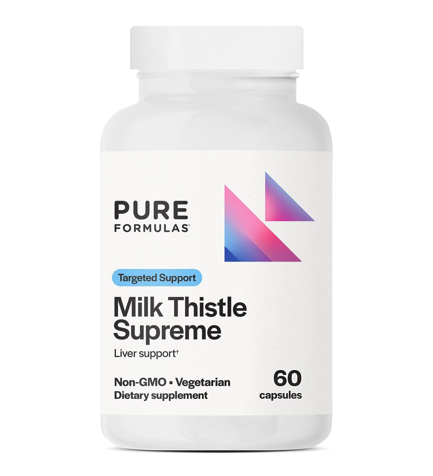 PureFormulas Milk Thistle Supreme 250 mg Liver Health & Antioxidant Support Non-GMO Vegetarian Capsules 60 Count - Buy Online on GoSupps.com