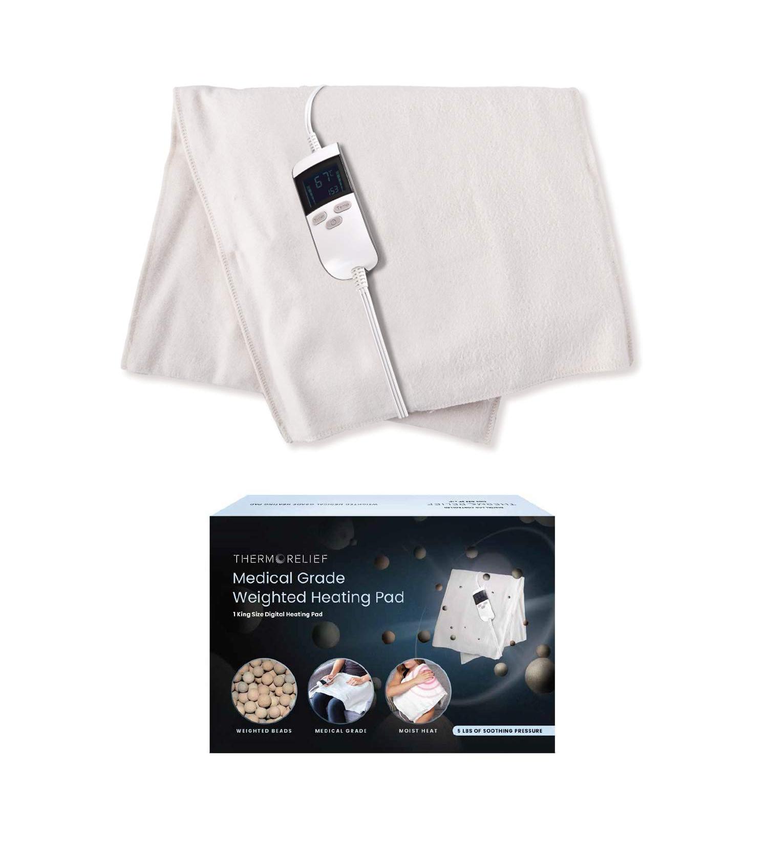 ThermoRelief Extra Hot Moist Heating Pad - Auto Shut Off for Cramps & Back Pain | King Weighted Electric Heat Therapy Pad - Buy Online on GoSupps.com