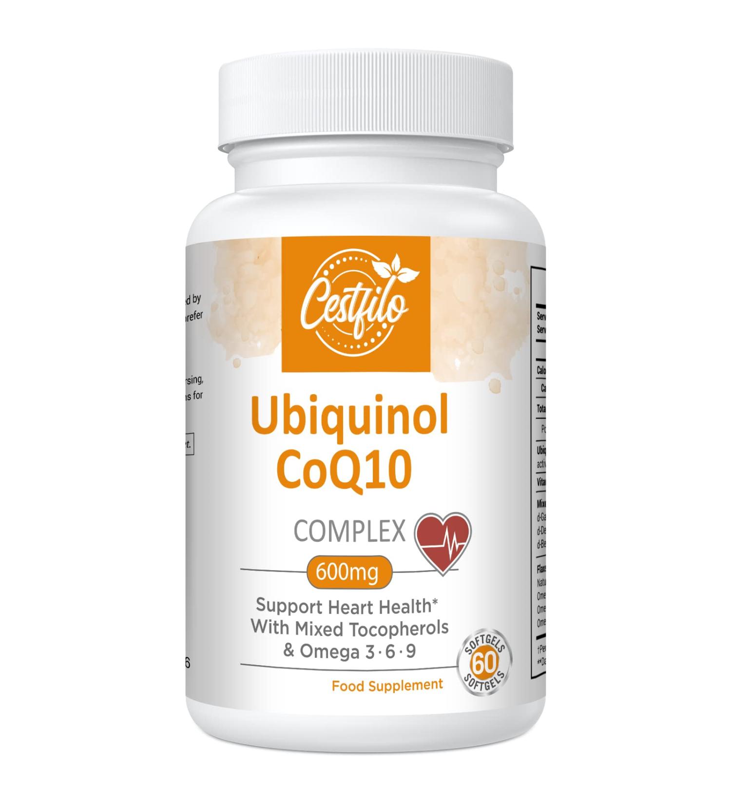 Ubiquinol CoQ10 600mg Softgels - Active Form of CoQ10 Plus Vitamin E & Omega 3 6 9 - Advanced Antioxidant Coenzyme Q10 Supplement for Heart & Brain (60 Count) - Buy Online on GoSupps.com