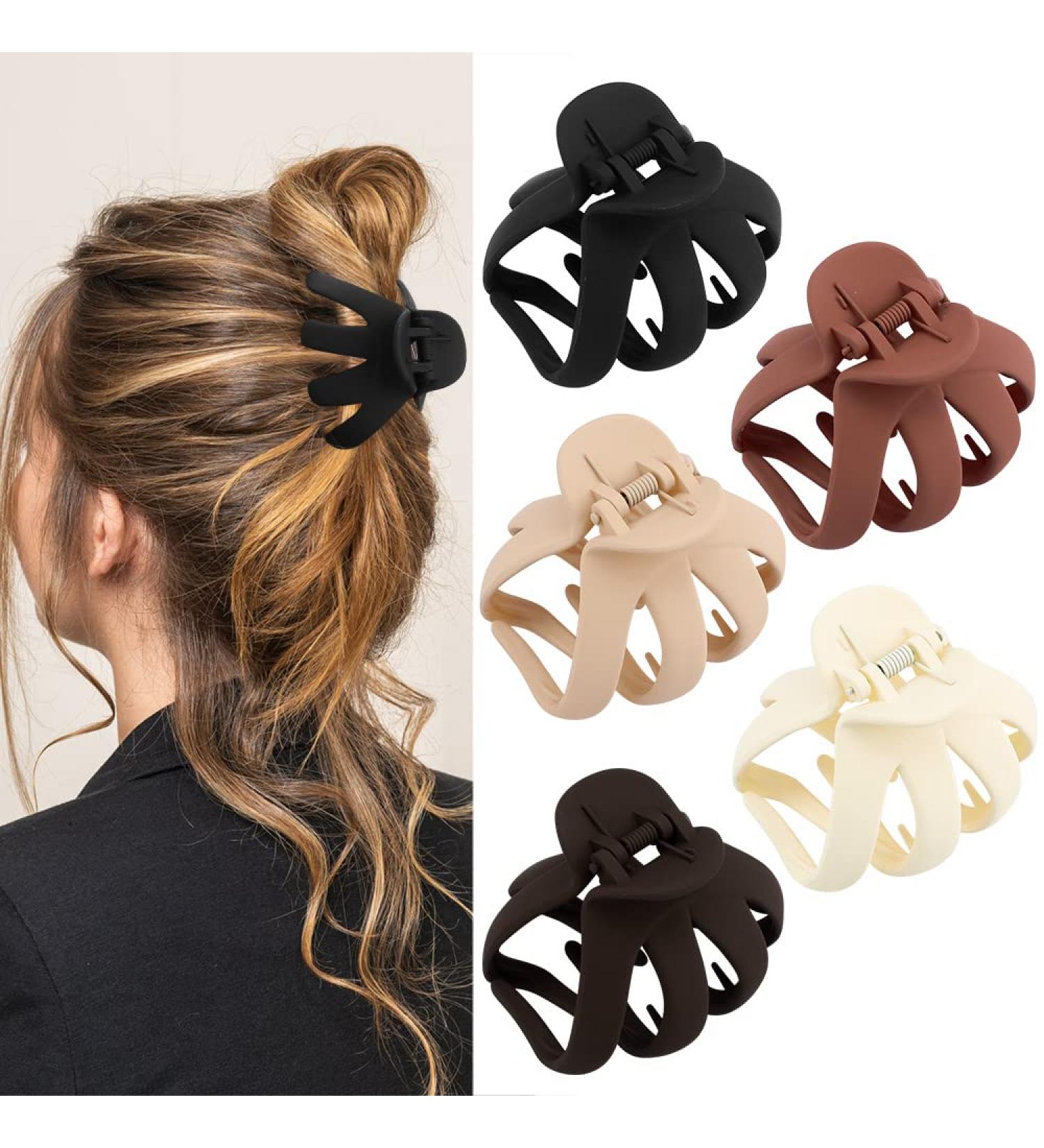 ATODEN 5 Pcs Matte Octopus Hair Clips | Large Strong Grip Claw Clips for Women | Non-slip Jaw Clips for Thick & Medium Hair | Hair Styling Accessories - Buy Online on GoSupps.com