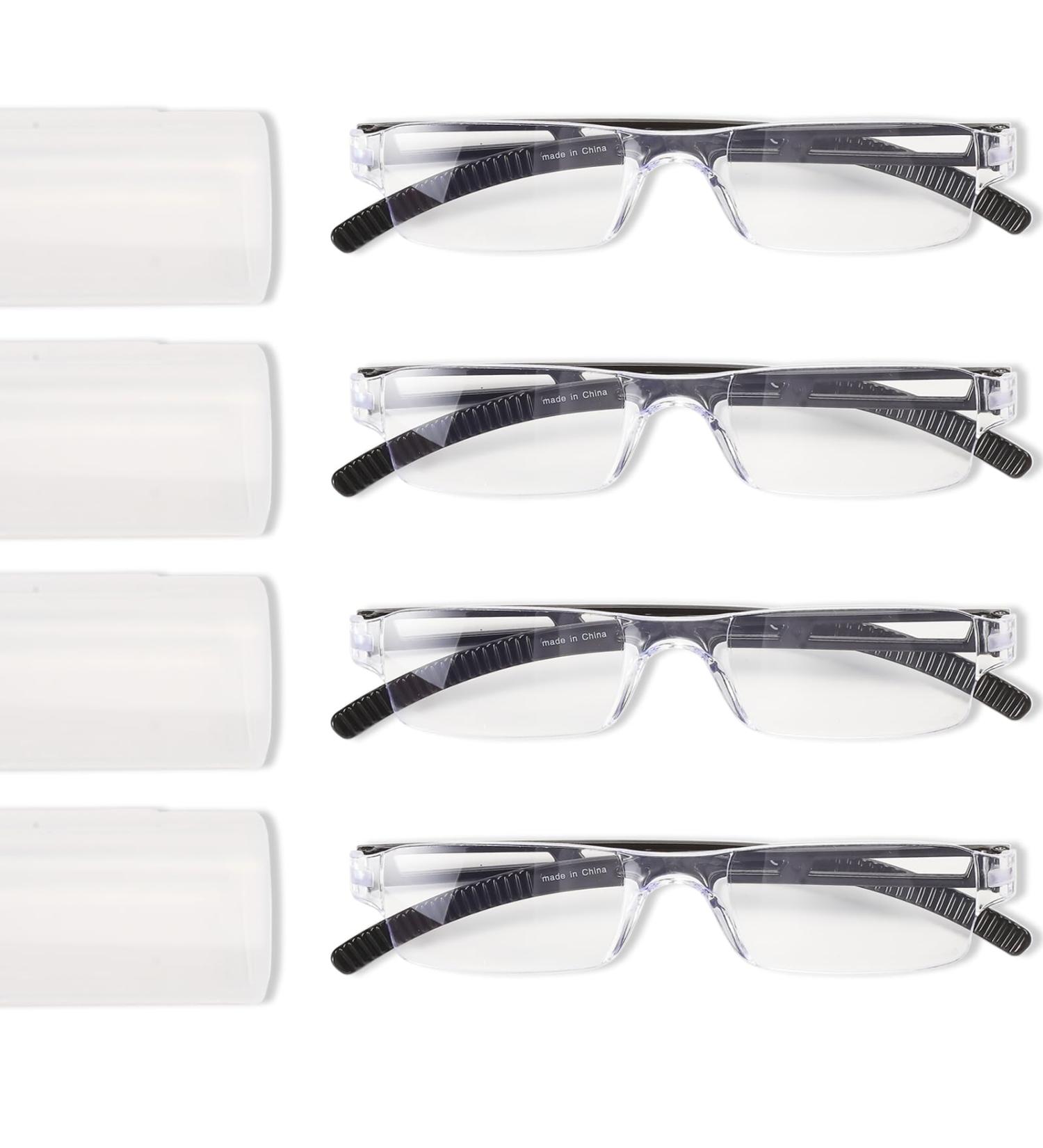 Shop Blue Light Reading Glasses for Men & Women - 4 Pairs 1.5x Magnification Black - Perfect for Computer Use - Buy Online on GoSupps.com