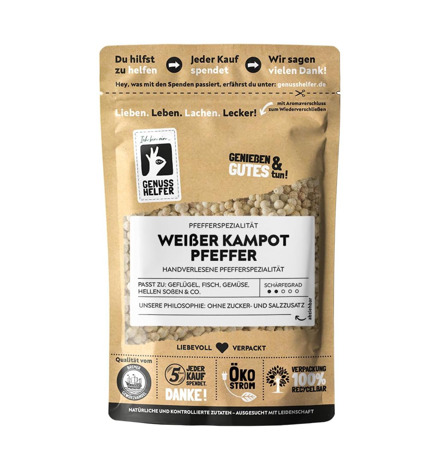 Bremer Gew rzhandel White Kampot Pepper - Whole Aromatic Pepper for Mills | 50g Pack for Light Sauces & Dishes - Buy Online on GoSupps.com