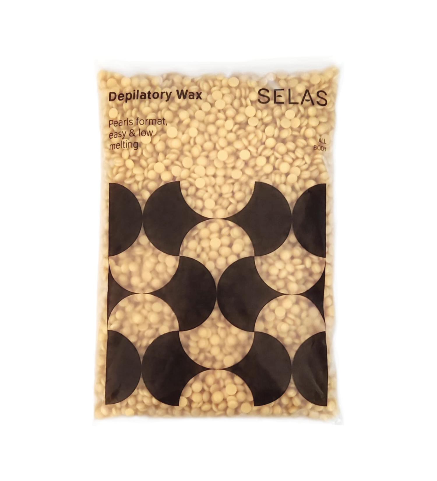 Depilatory Wax Pearls 800g - SELAS | Aloe Vera Gold Blue | No-Band Waxing - Buy Online on GoSupps.com