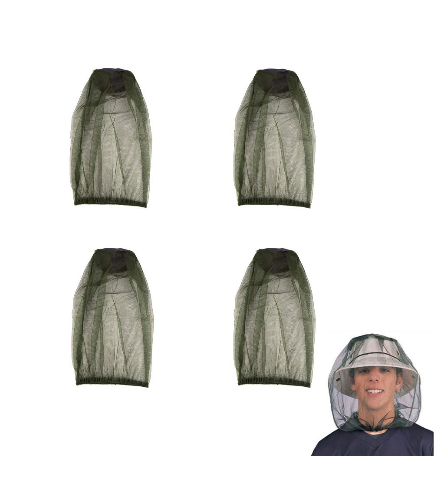 4 Pack Premium Mosquito Head Net Mesh Hat Face Netting Lightweight Durable Protective Cover Fly Insects Bugs Preventing for Camping Hiking Fishing Outdoor Activity - Buy Online on GoSupps.com