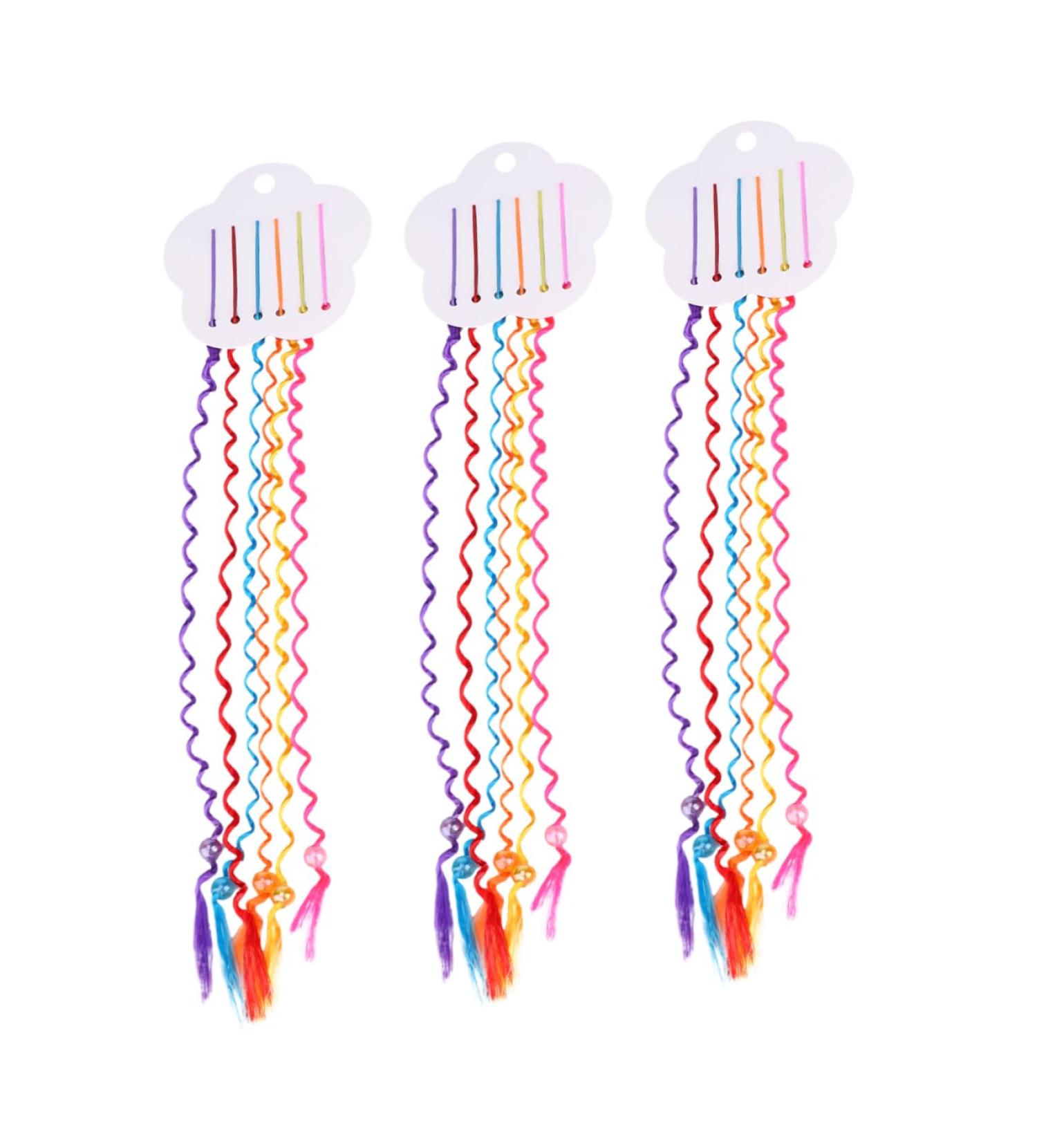 FRCOLOR Boho Decor 3sets Decorative Hairpin Ponytail Extension Cosplay Hair Wig Hair Streak Clip Braided Wigs Fake Ponytail Hair Clip Colored Wigs Birthday Hair Clip Issue Card Women's - Buy Online on GoSupps.com