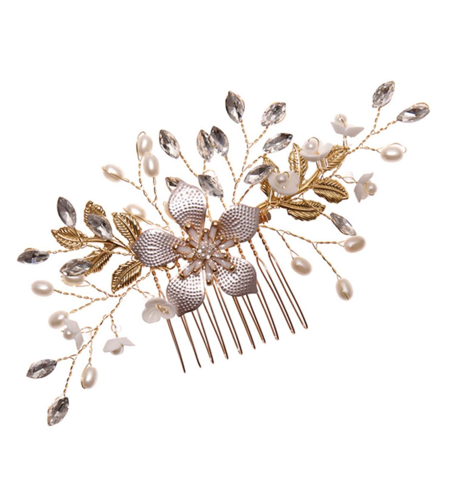 MAGICLULU Pearl Hair Comb Bridal Headpieces for Wedding Decorative Hair Combs Wedding Party Hair Pins Wedding Headpiece White Hairdressing Gown Metal European and American Hair up Bride - Buy Online on GoSupps.com