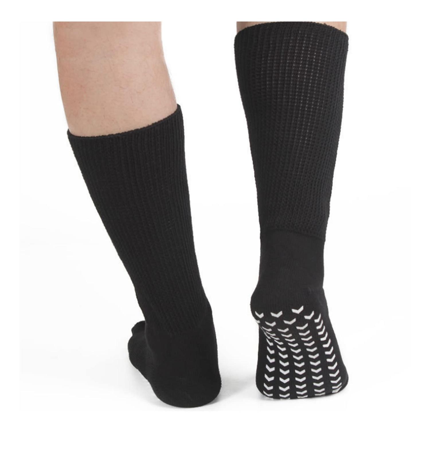 Natudeco Extra Wide Black Diabetic Socks - 1 Pair | Hospital Bariatric, High Elasticity, Anti-Slip, Soft Cotton | Ideal for Swollen Feet - Buy Online on GoSupps.com