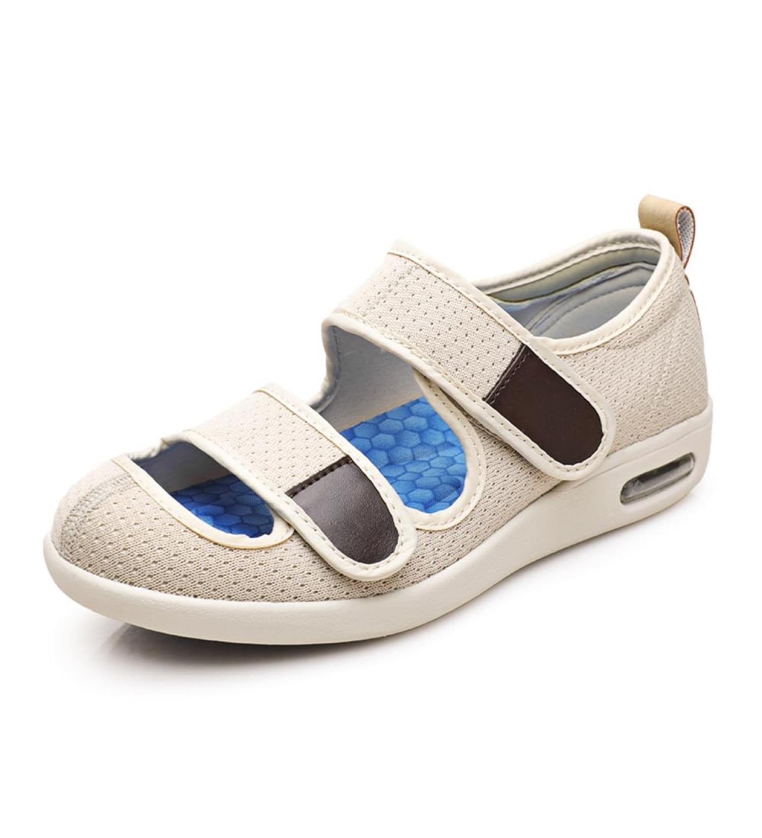 Adjustable Wide Diabetic Shoes for Swollen Feet | Plantar Fasciitis Support | Outdoor Walking Sneakers for Men & Women | Lightweight Orthopedic Slippers - Beige | 39EU/Lable41 - Buy Online on GoSupps.com