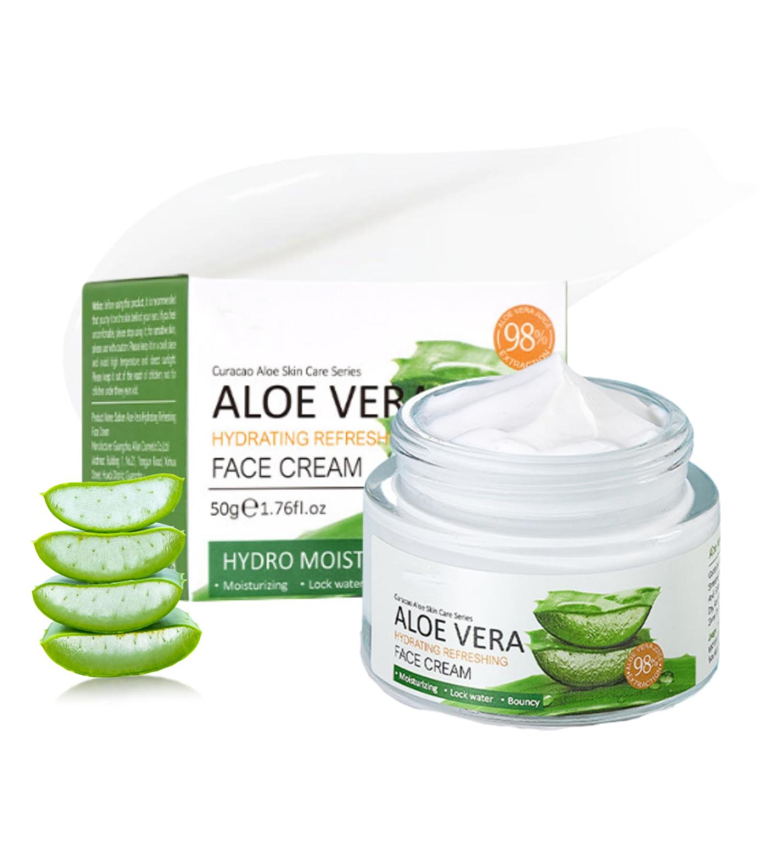 Aloe Vera Face Cream - Face Moisturizer For Women - Hydrating Face Moisturiser For All Skin Types -Night Cream for Women Anti Aging - Good For Anti-Wrinkle Acne Soothing and Moisturizing - Buy Online on GoSupps.com